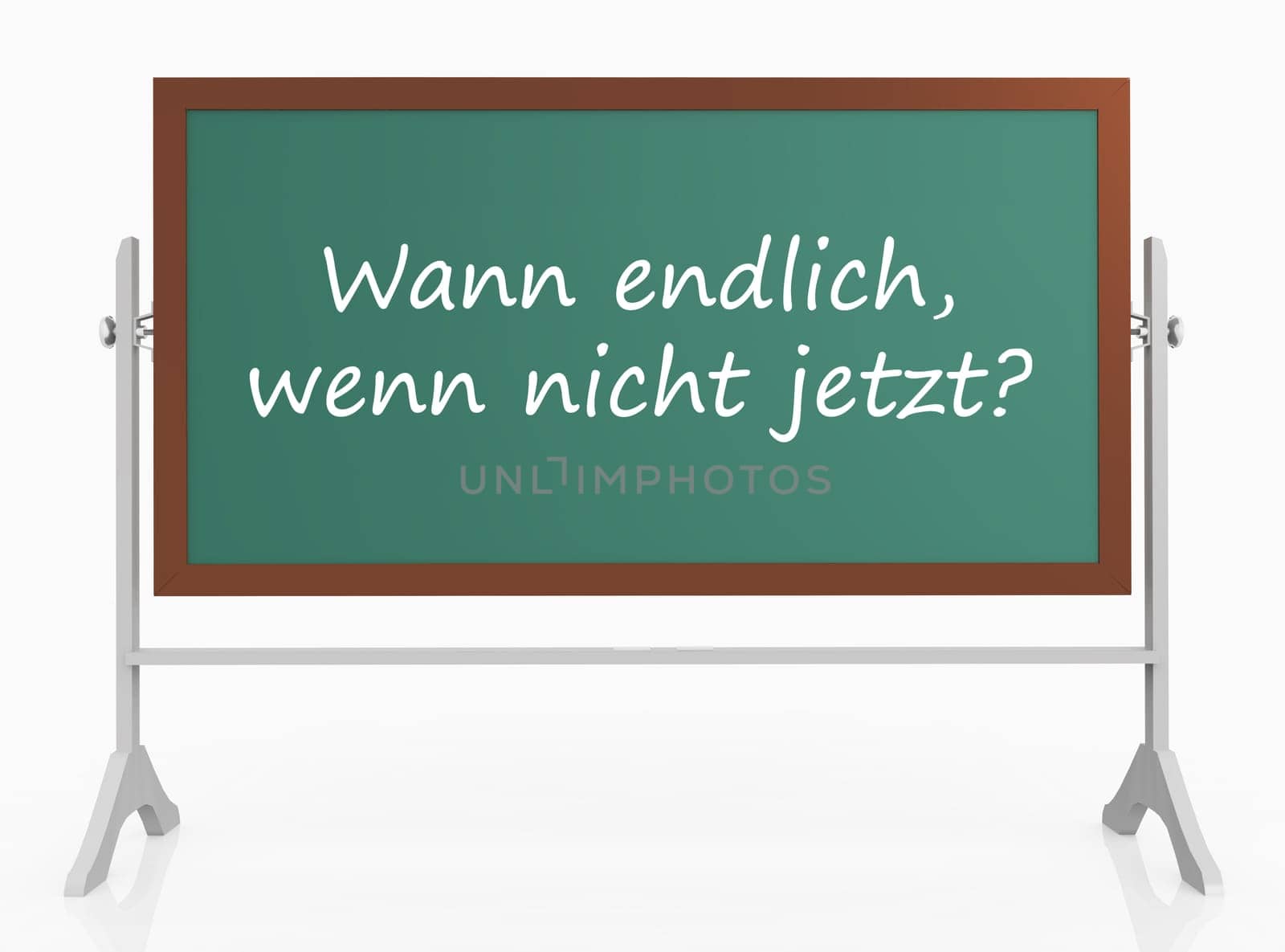 Computer generated 3D illustration with chalkboard and German motivational slogan