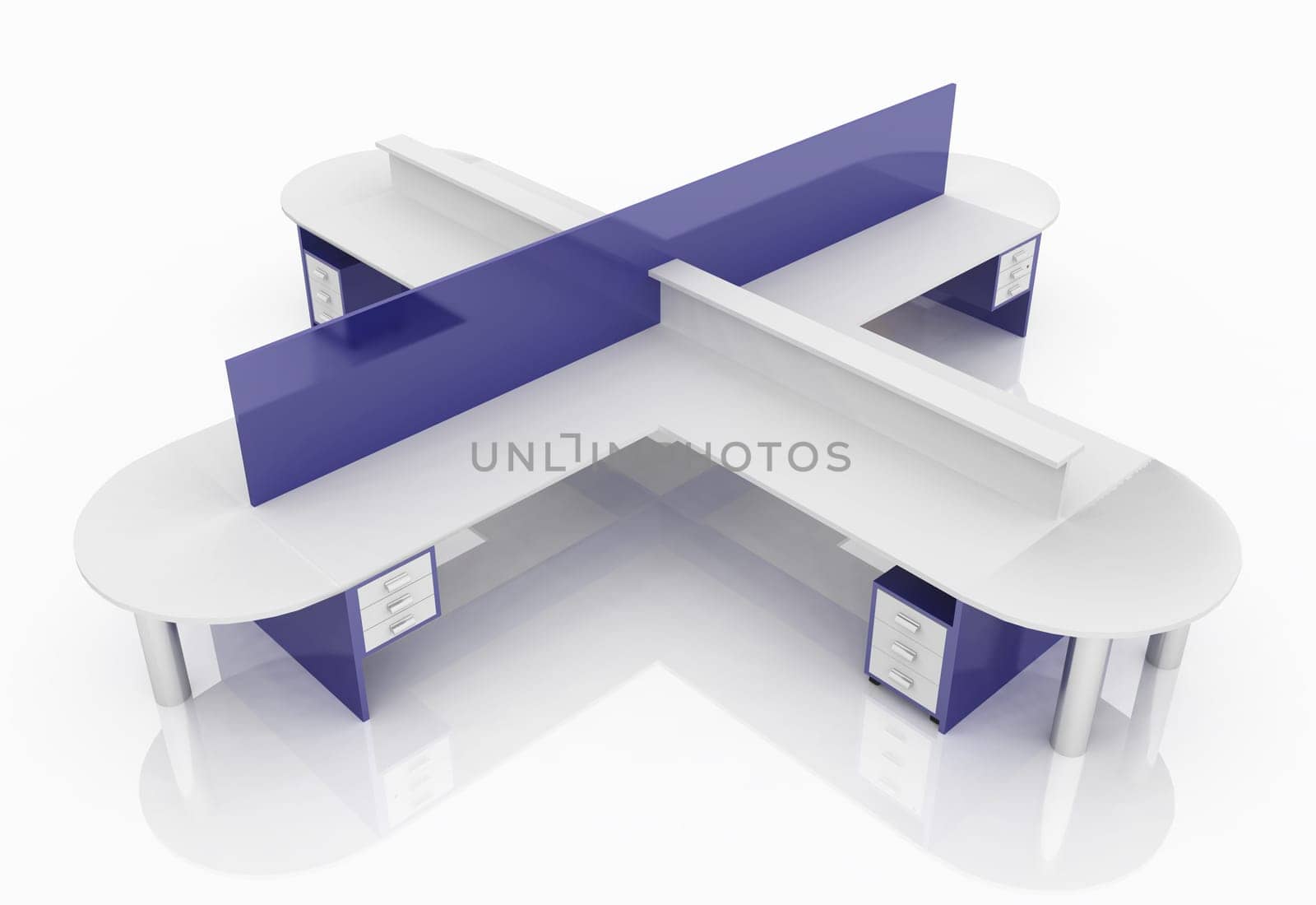 Computer generated 3D illustration with a call centre workplace