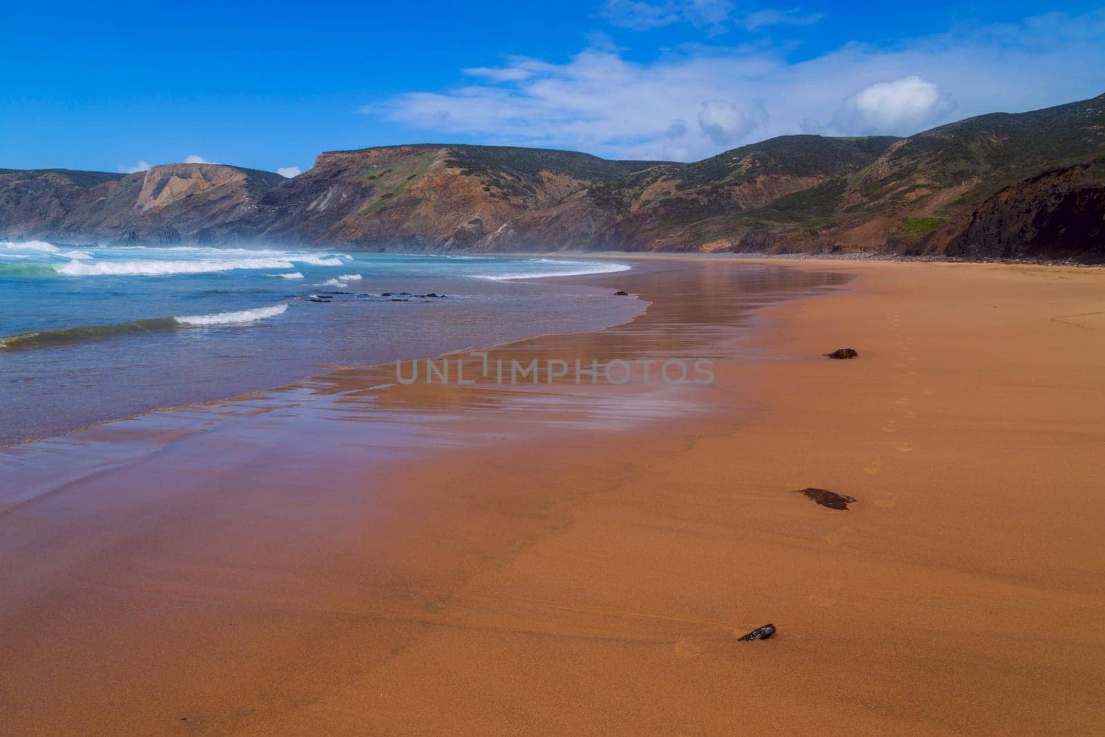 Beautiful empty beach in Algarve, Portugal