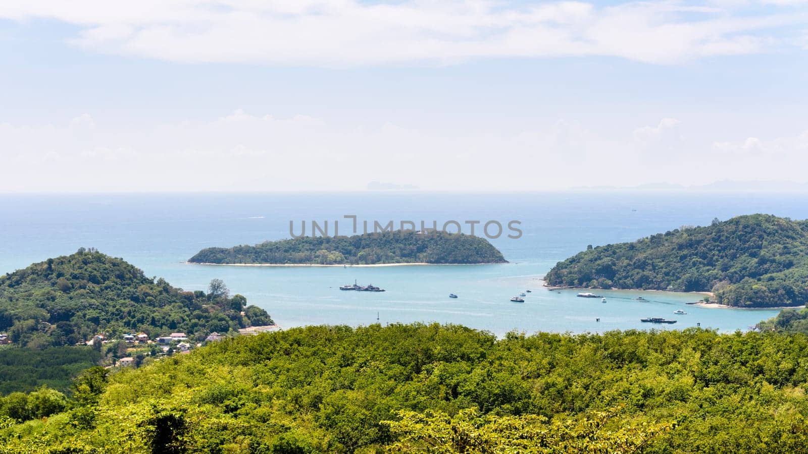 Beautiful landscape high angle view Andaman Sea and bay of Koh Tapao Noi in Phuket Island from Khao-Khad viewpoint famous attractions of Thailand, 16