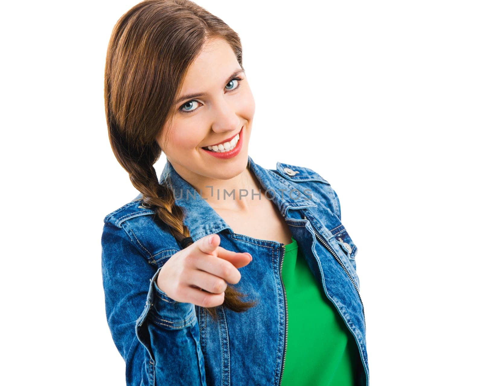 Portrait of a beautiful woman smiling over a grey background