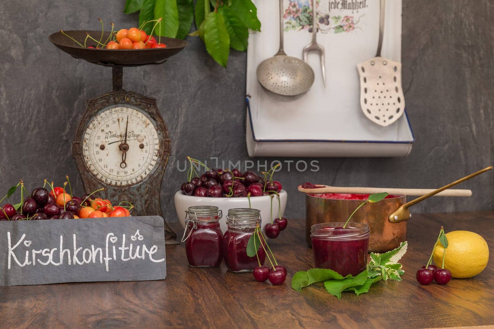 Cook cherry jam