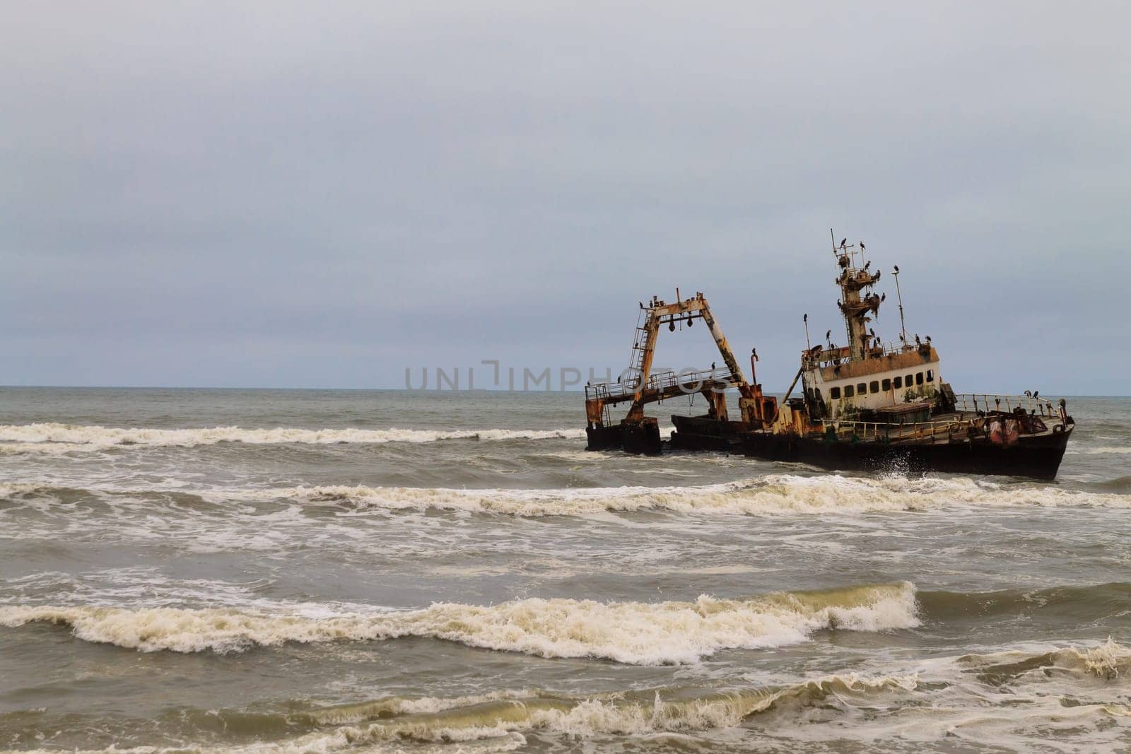 Shipwreck boat near Swakopmund, Skeleton Coast, Namibia