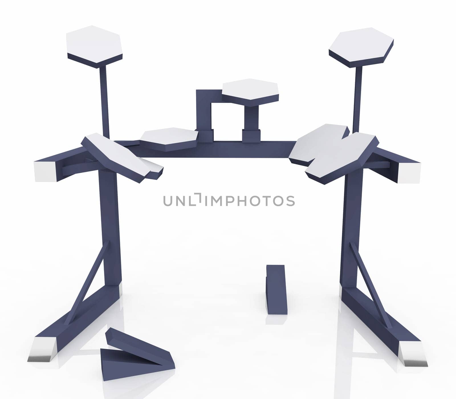 Computer generated 3D illustration with electronic drums against a white background