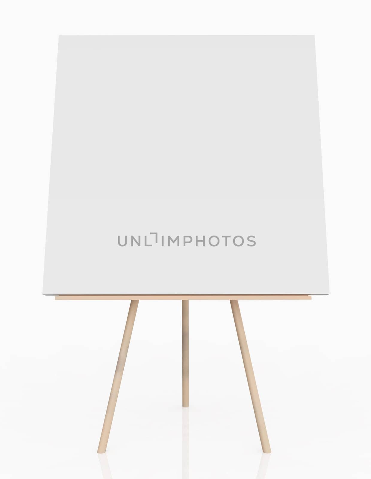 Computer generated 3D illustration with an easel against a white background