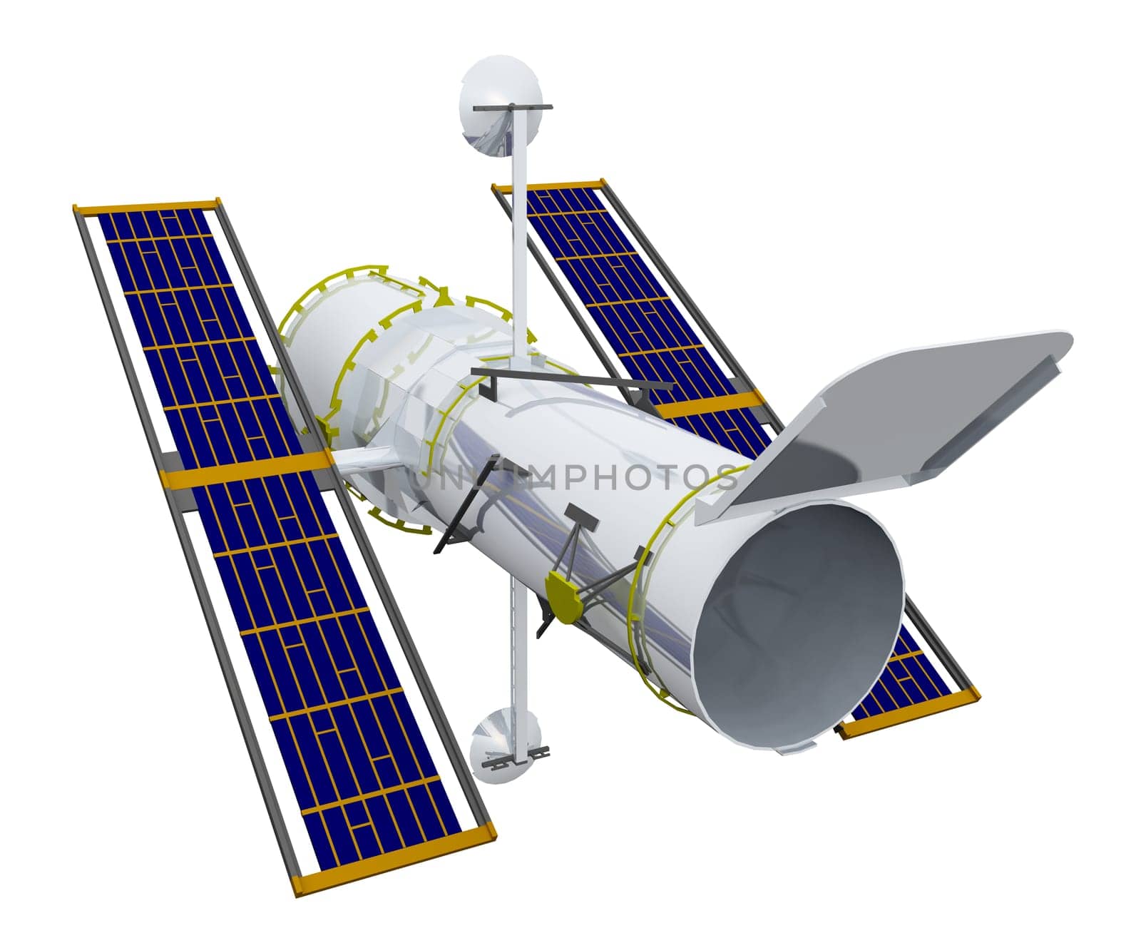 Computer generated 3D illustration with a satellite isolated on white background