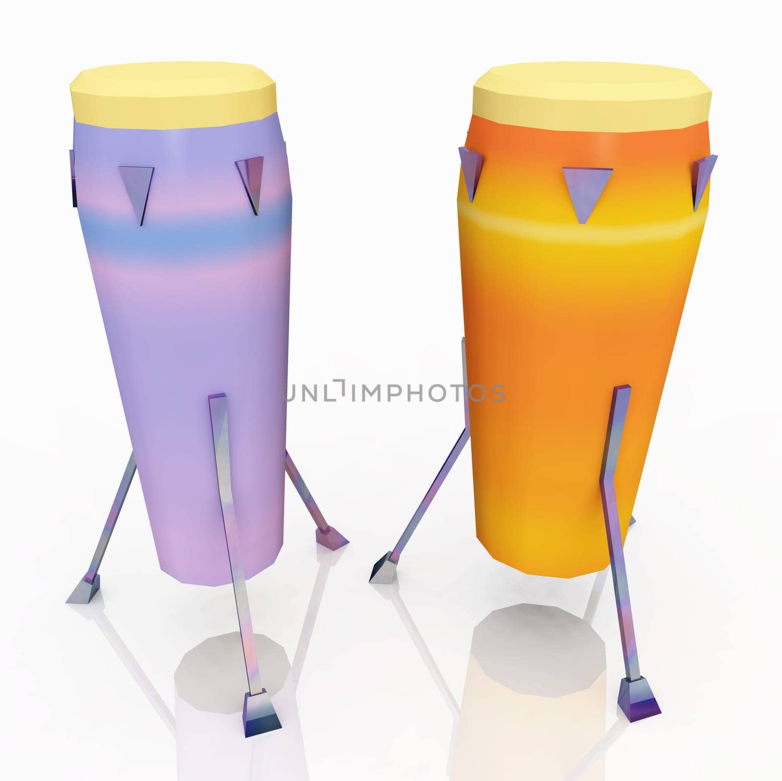 Computer generated 3D illustration with a conga drum against a white background