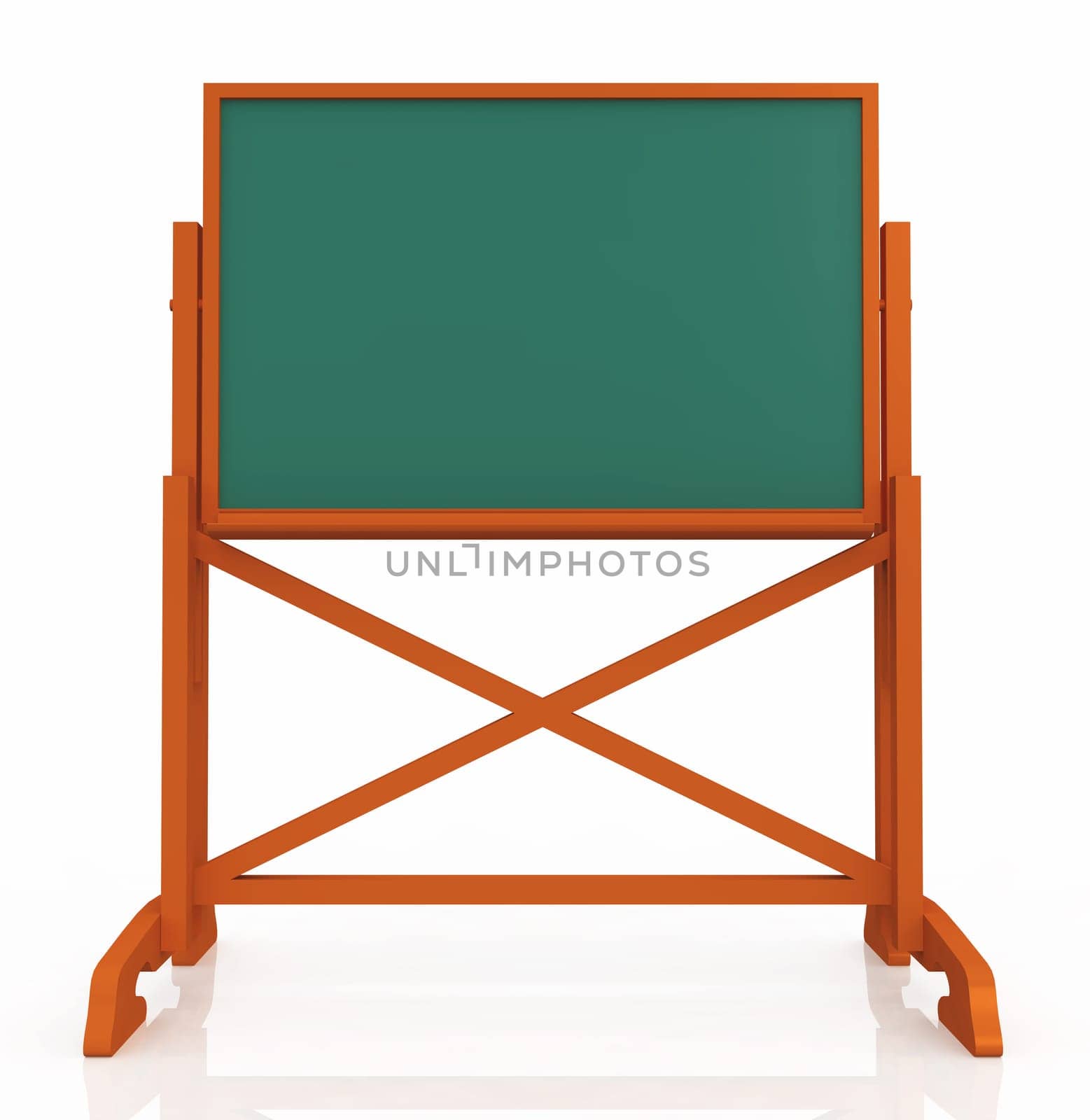 Computer generated 3D illustration with a chalkboard against a white background