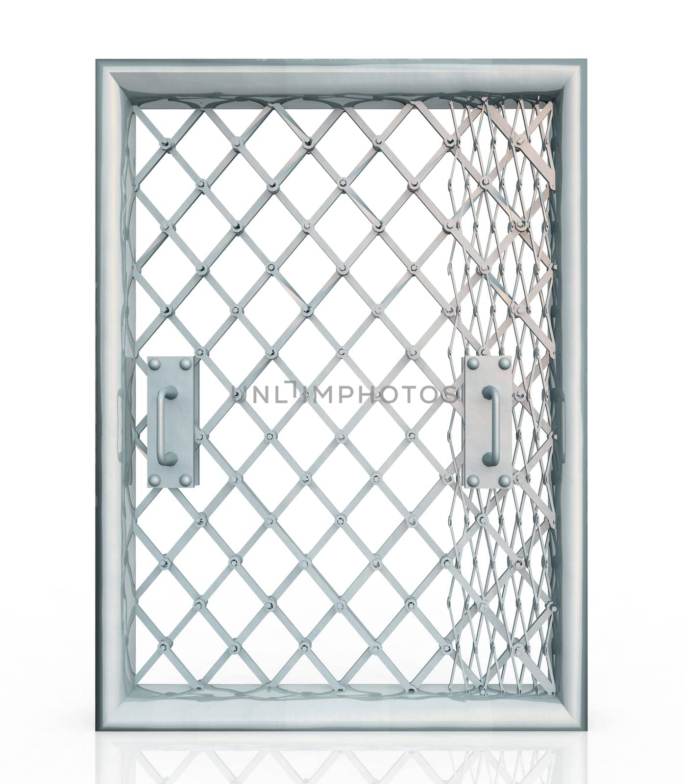 Computer generated 3D illustration with an elevator door inner