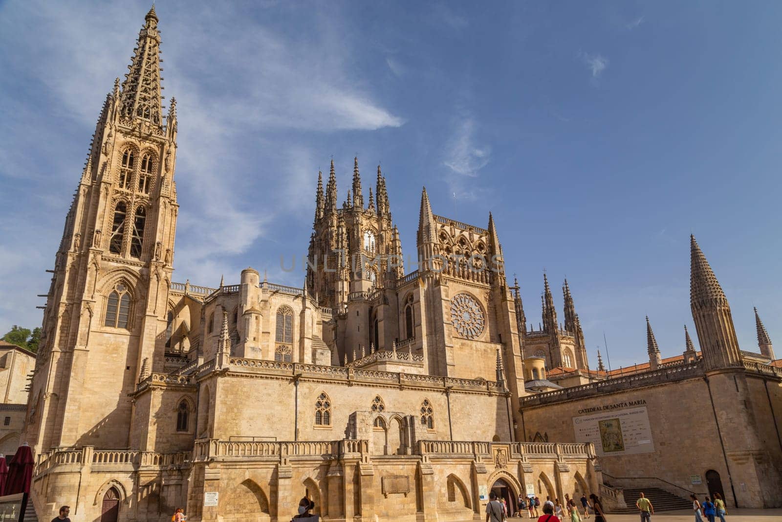 Burgos, Spain - 10 August 2022: The Cathedral Santa Maria de Burgos, is the maximum exponent of Gothic in Spain