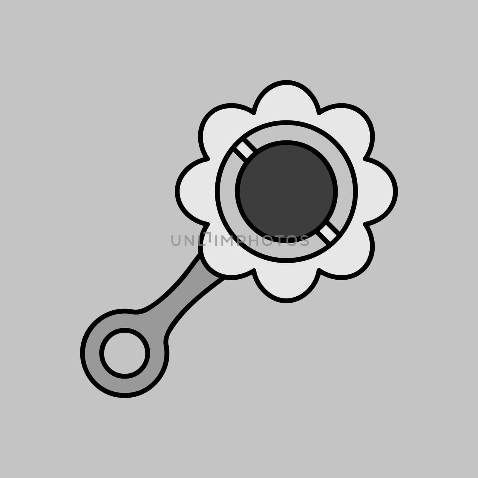 Baby rattle toy vector isolated grayscale icon. Graph symbol for children and newborn babies web site and apps design, logo, app, UI