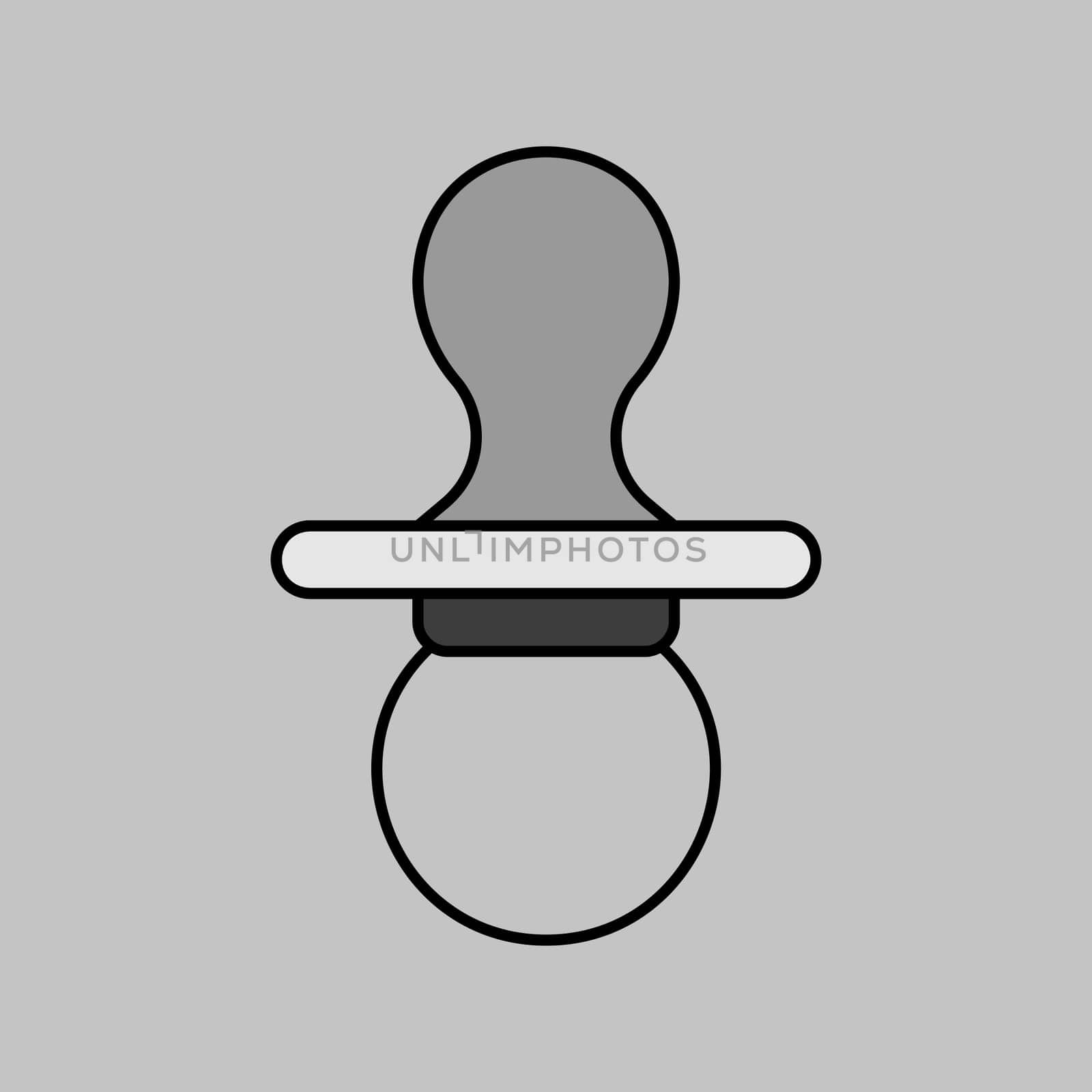 Baby dummy teat isolated vector grayscale icon. Graph symbol for children and newborn babies web site and apps design, logo, app, UI