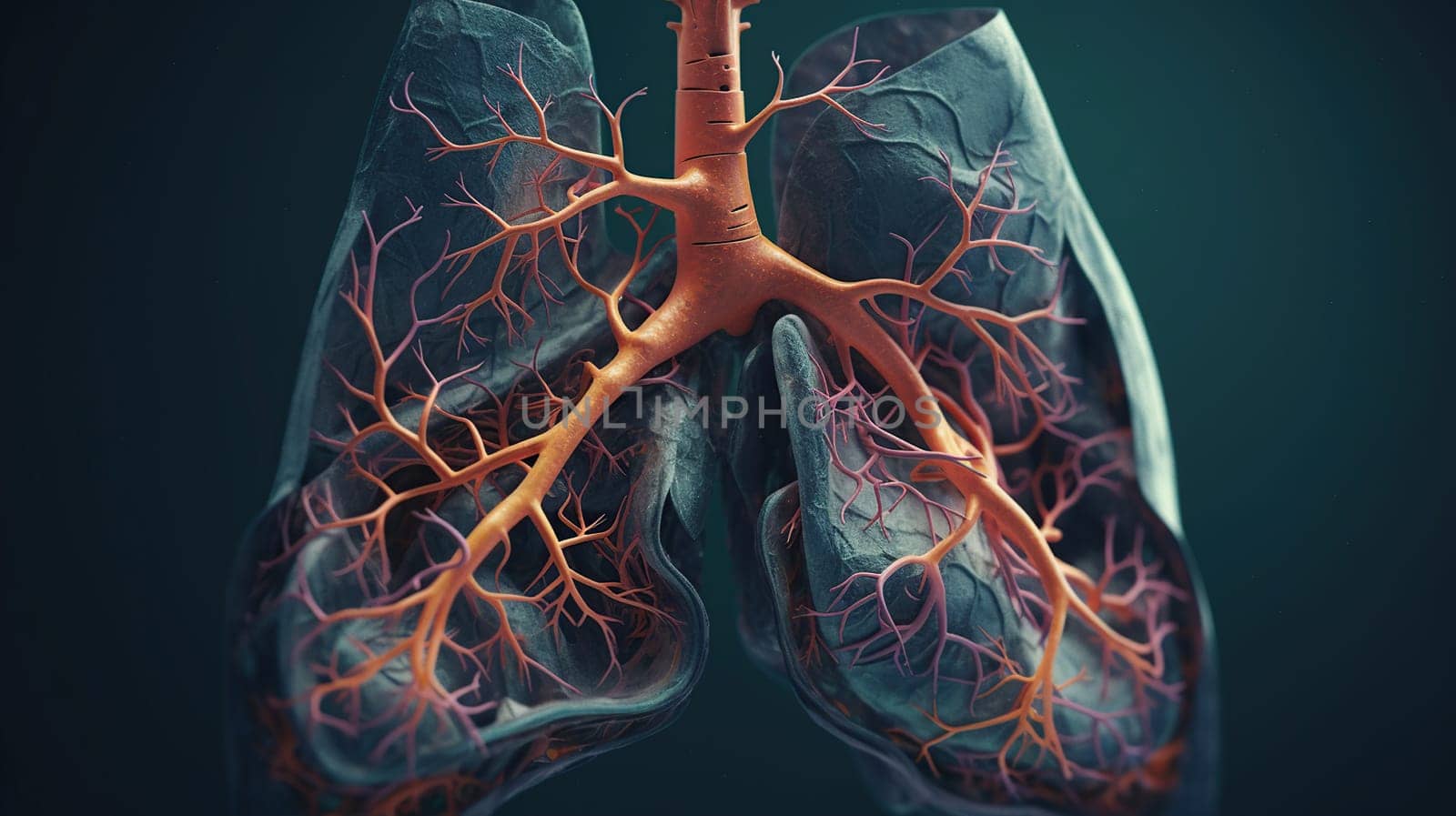 3D illustration of Lungs - Part of Human Organic, generative ai
