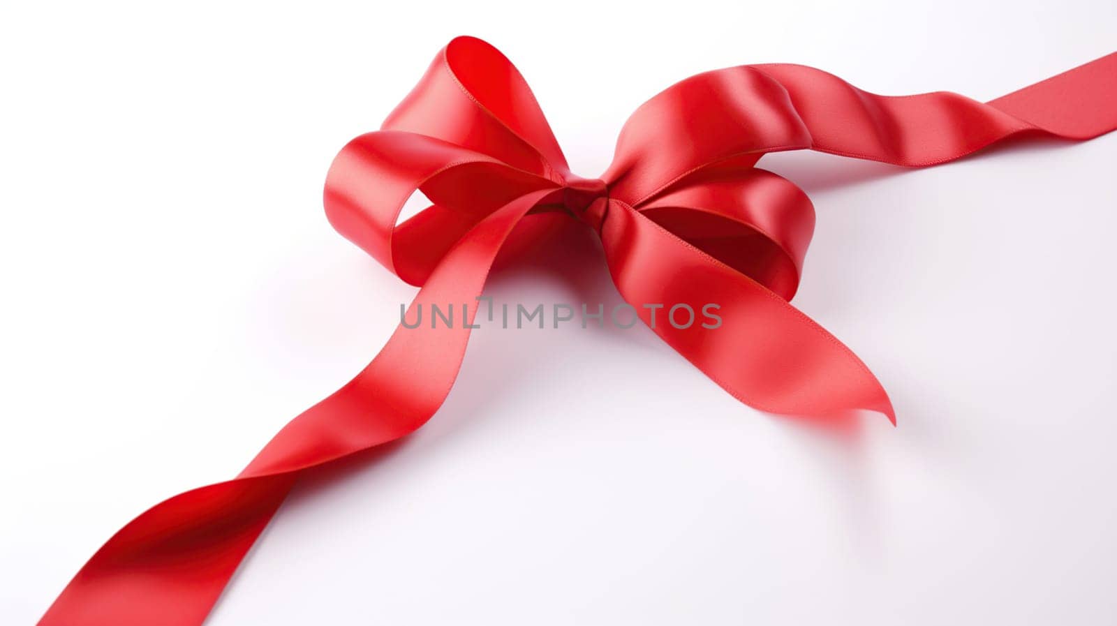 Red ribbon with bow isolated on white background, generative ai