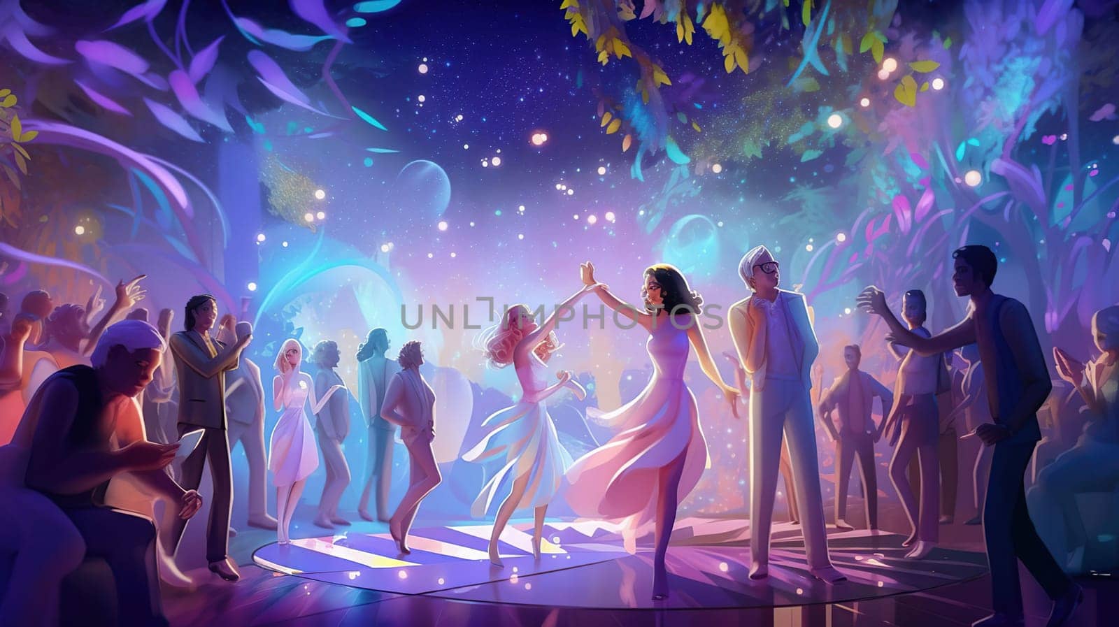 Cheerful people screaming on concert or party. Generative Ai