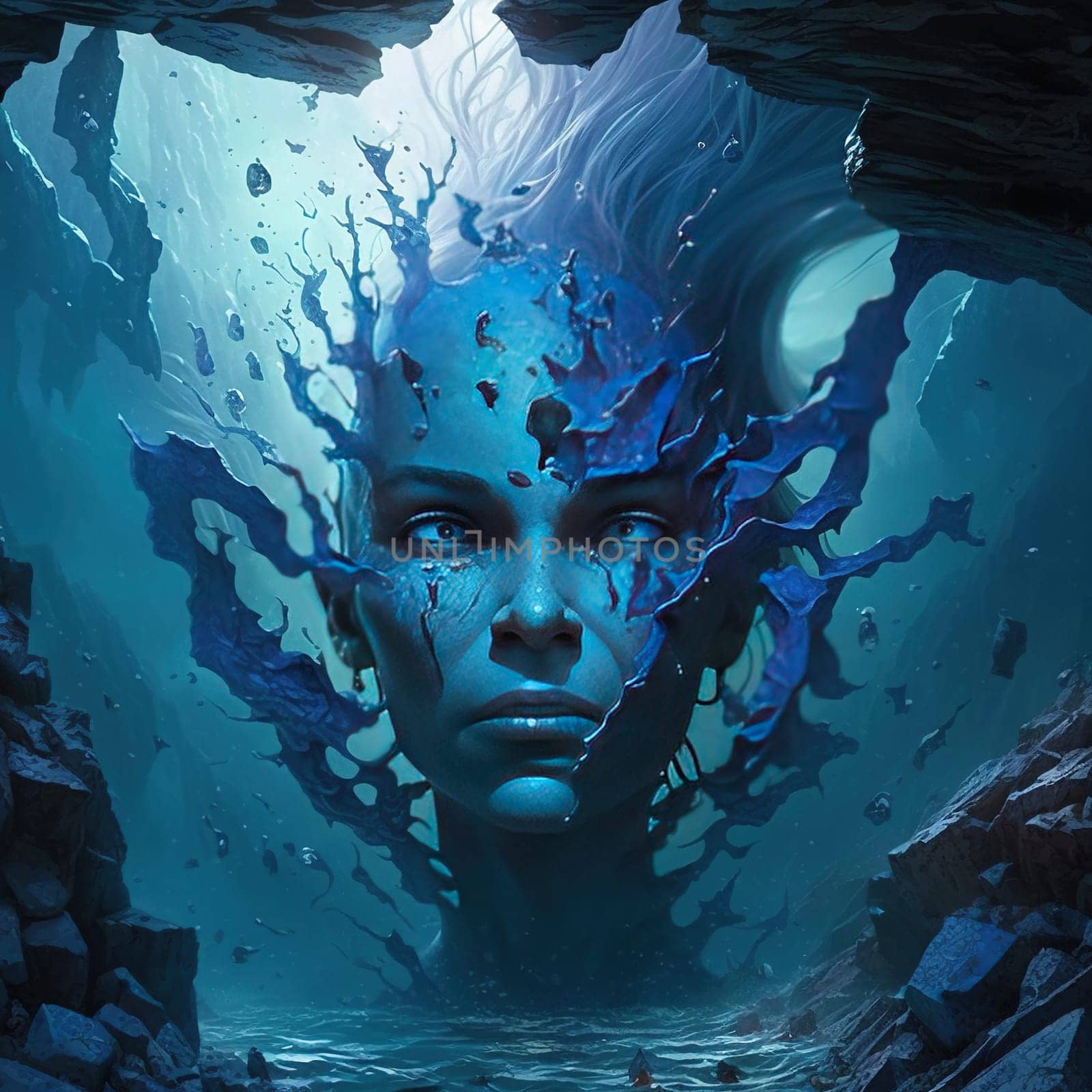 Immerse yourself in the serenity of a blue gaze as it captures the delicate details of a nose bridge. This painting offers a unique and introspective viewpoint, inviting viewers to appreciate the beauty in simplicity and find tranquility in the subtlest of features. The image is generated with the use of an AI.