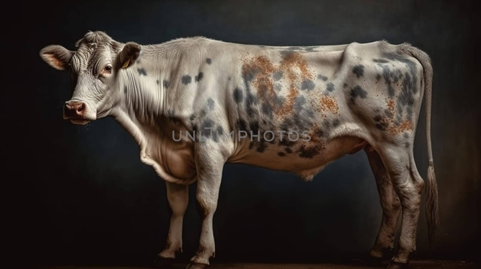 Experience the raw power and grace of a dappled bull in motion in this captivating painting. The dynamic brushstrokes and intricate details bring the majestic creature to life, making it a perfect centerpiece for those who admire the strength and beauty of nature. The image is generated with the use of an AI.