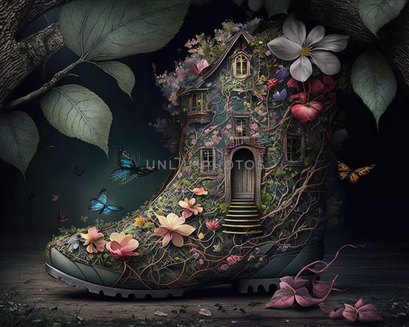 Step into the comfort of cozy footwear with this heartwarming painting that captures the essence of shoes feeling like home. The intricate details and warm hues evoke a sense of familiarity and belonging, making it a perfect addition to any space that values comfort and relaxation. The image is generated with the use of an AI.