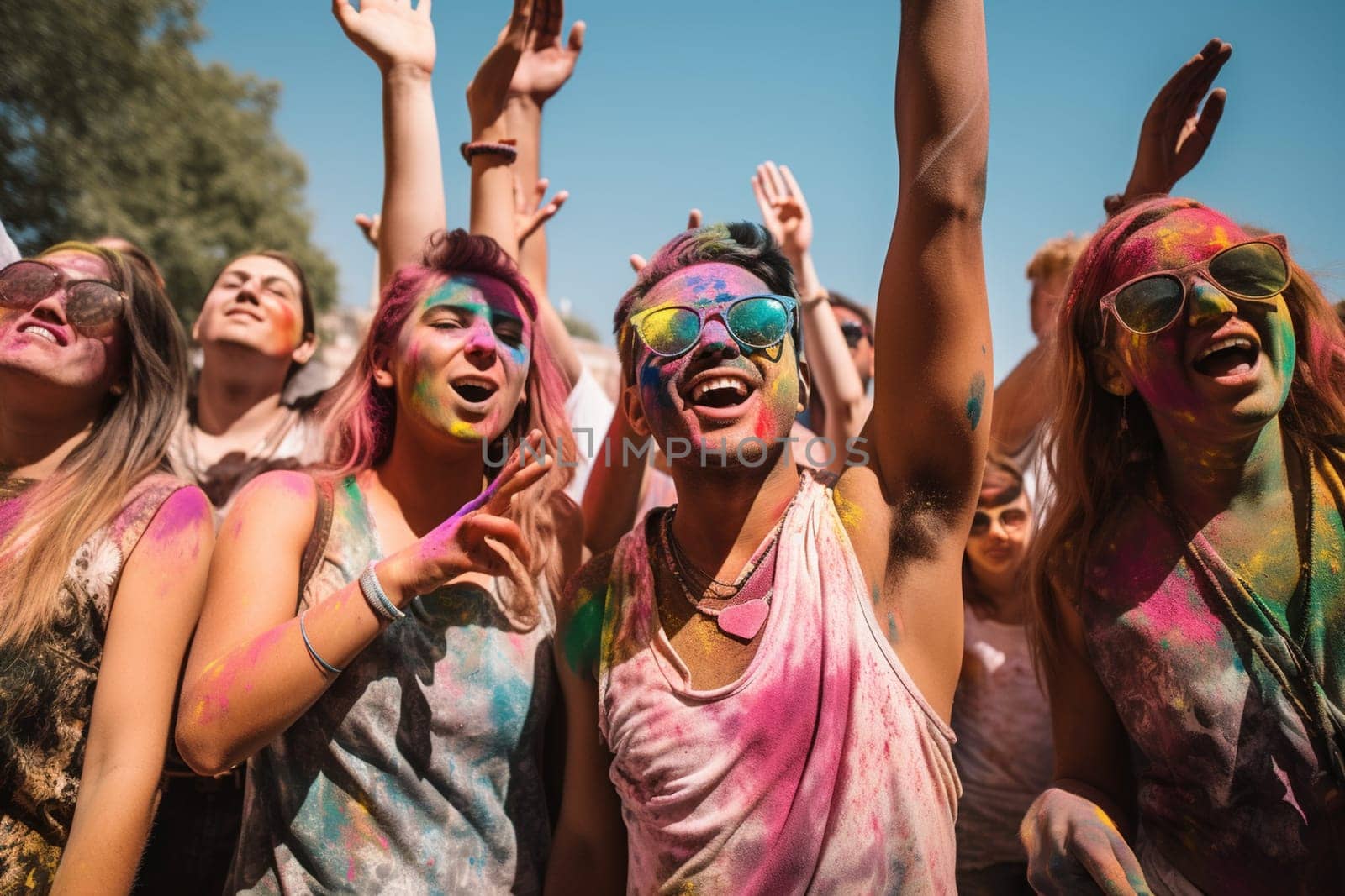 The music festival brings people together in a joyous celebration of music and life, with friends and strangers alike enjoying the sunshine and festivities under the open sky. (generative AI)