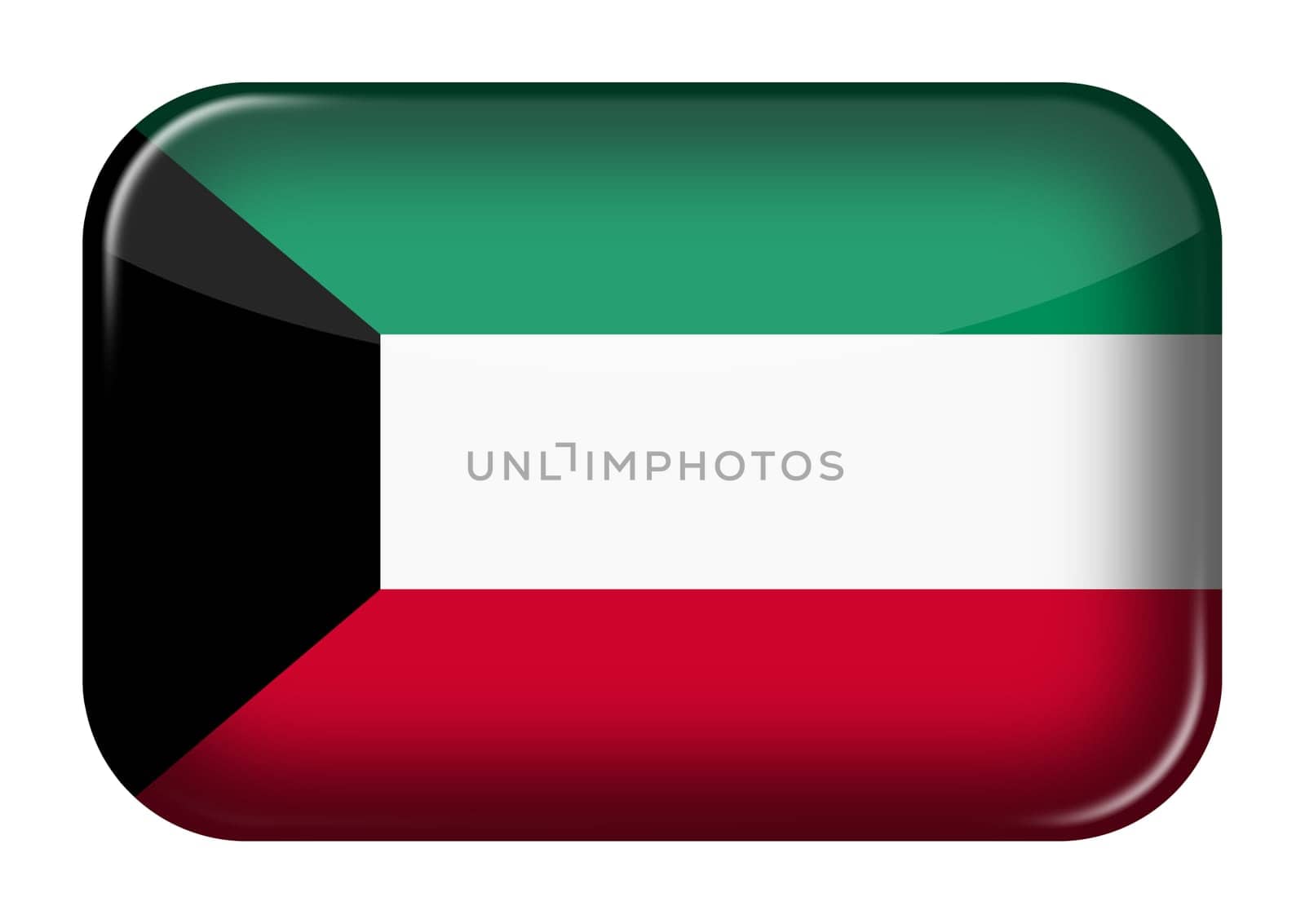 A Kuwait web icon rectangle button with clipping path 3d illustration