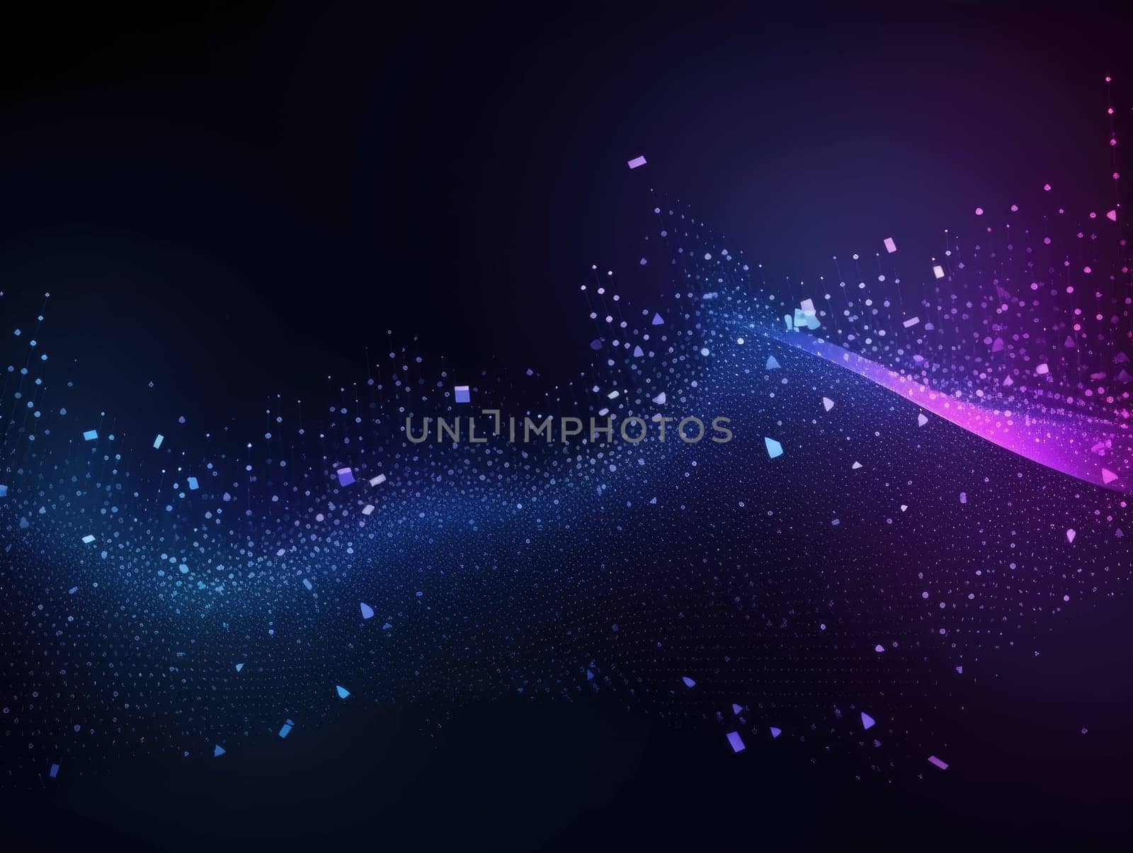 Blue particles wave background. Abstract dynamic mesh. Big data technology. Generative AI.