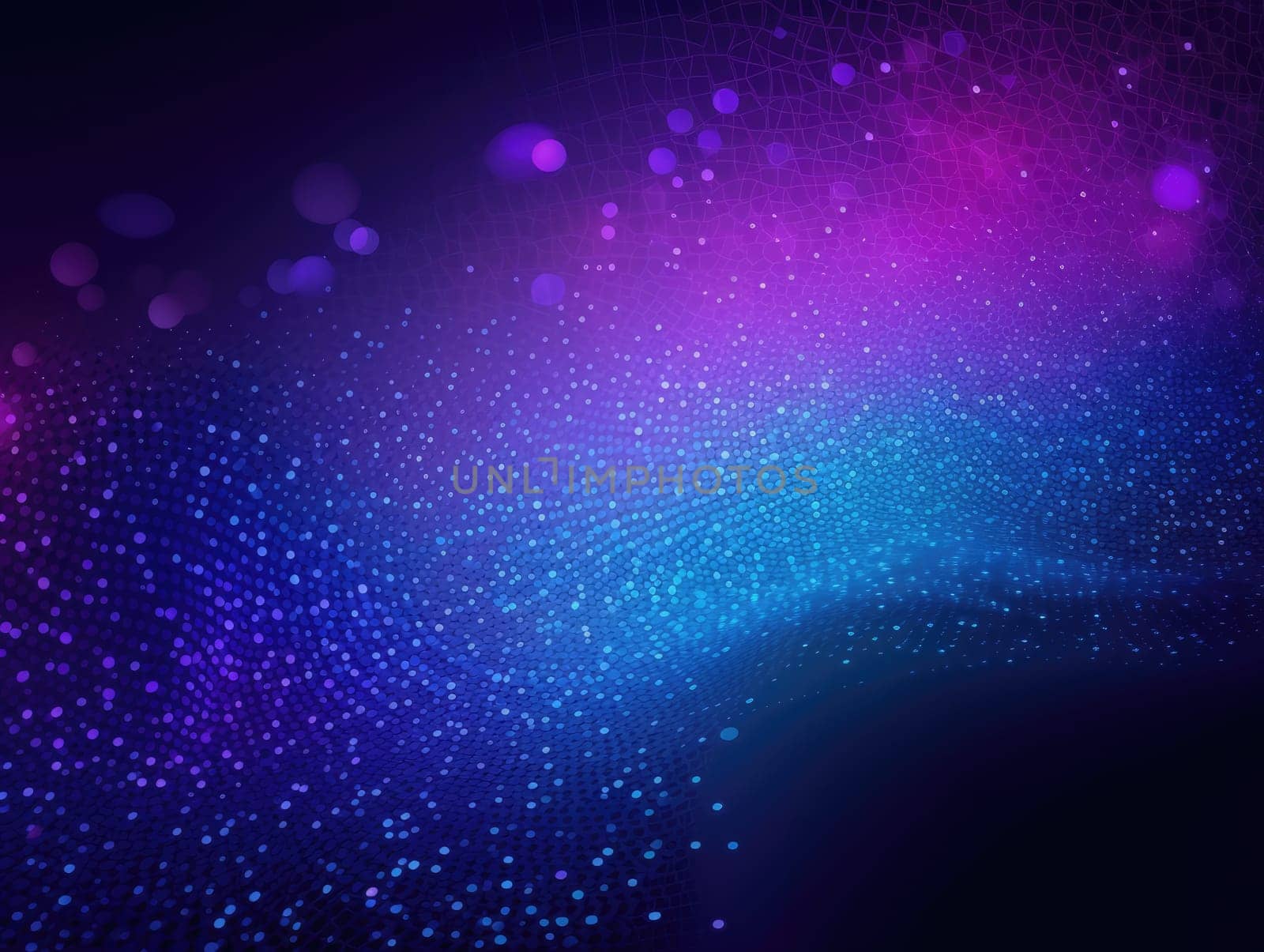 Blue particles wave background. Abstract dynamic mesh. Big data technology. Generative AI.