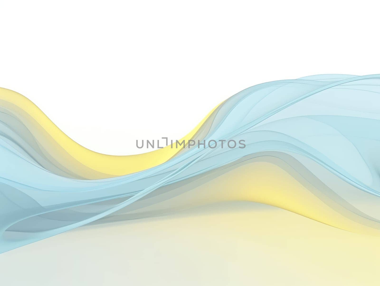 Blue and yellow wave abstract 3D background. Generative AI.
