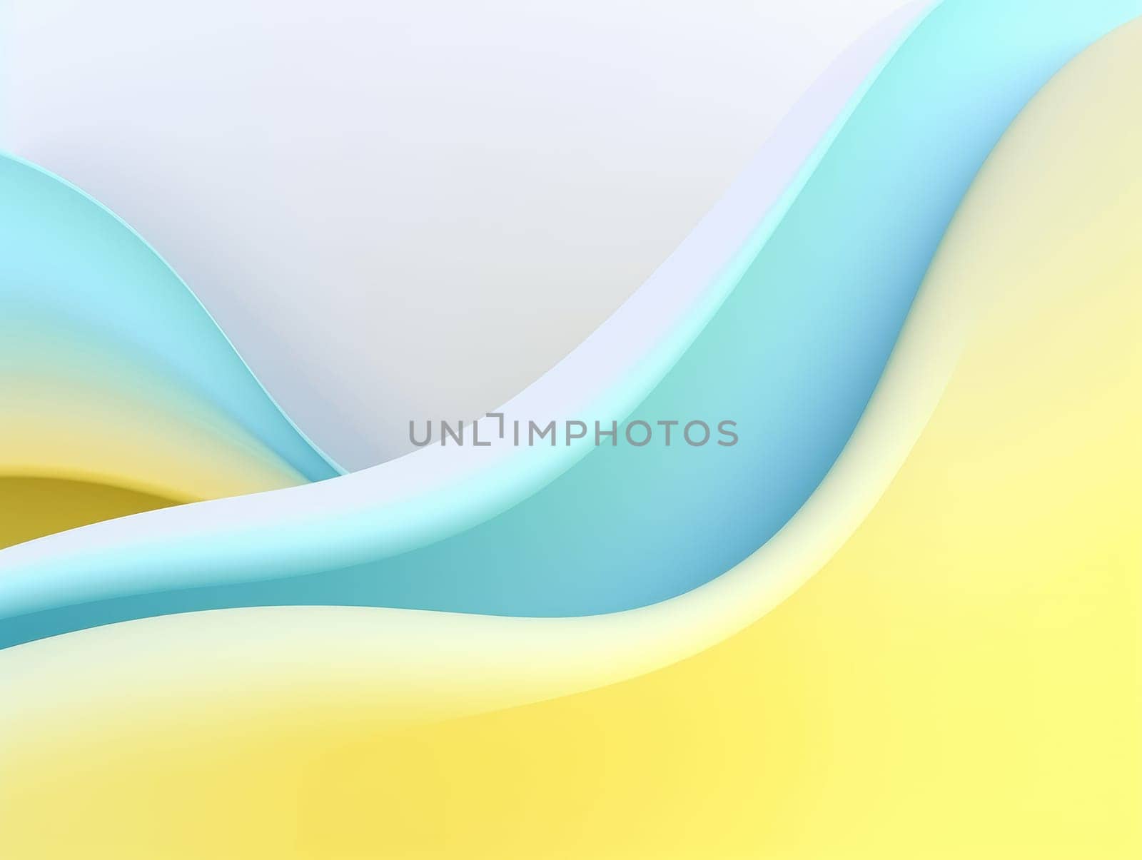 Blue and yellow wave abstract 3D background. Generative AI.
