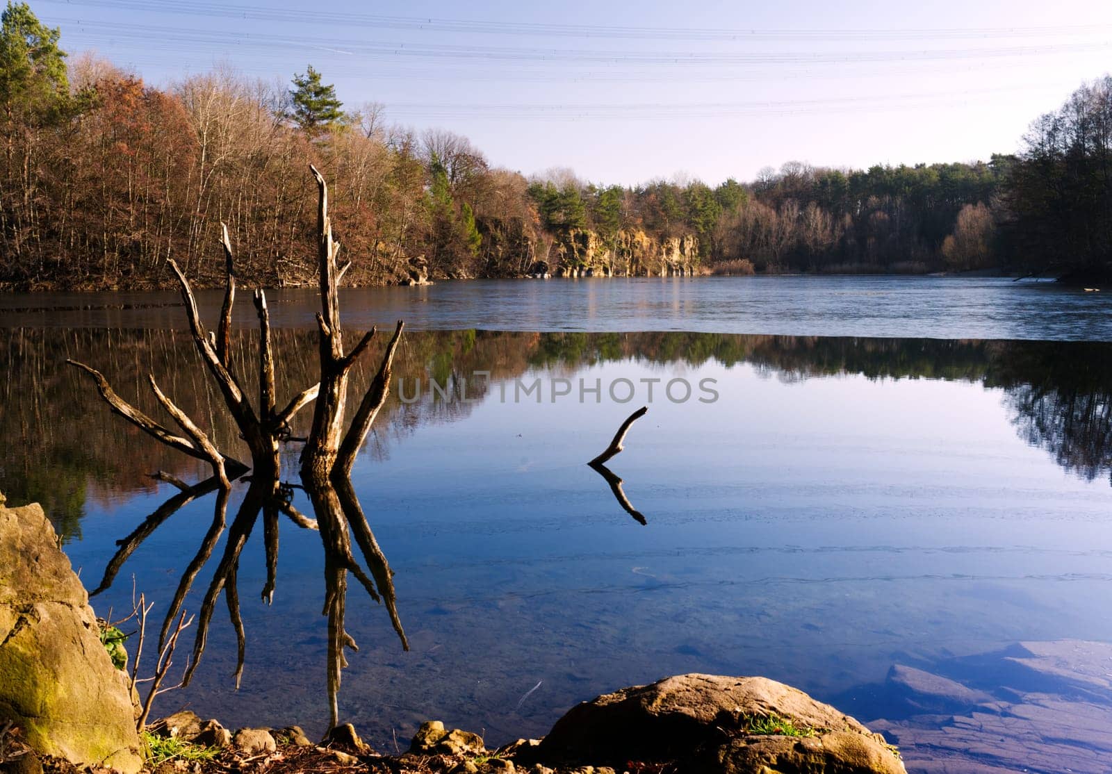 view of a lake in Stone pits at a local recreation area