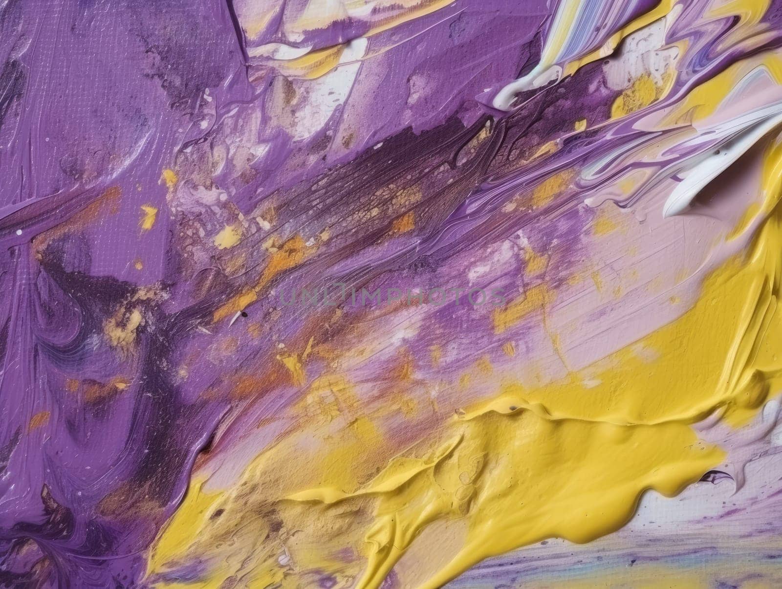 Abstract purple and yellow paint background. Acrylic texture background, Generative AI.