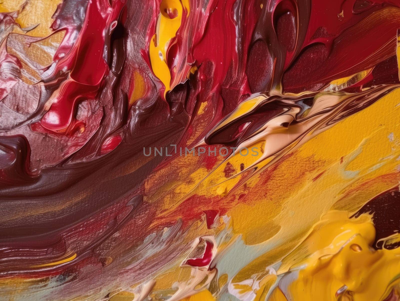 Abstract red and yellow paint background. Acrylic texture background, Generative AI.