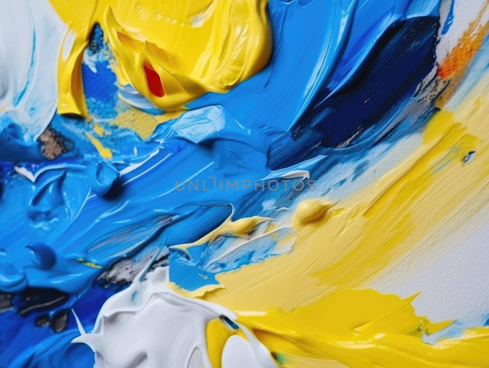 Abstract blue and yellow paint background. Acrylic texture background, Generative AI.