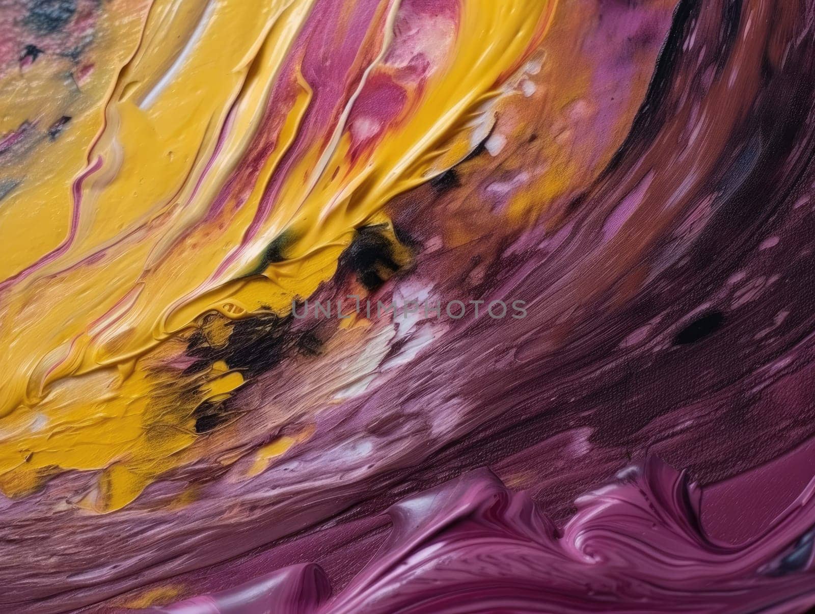 Abstract purple and yellow paint background. Acrylic texture background, Generative AI.