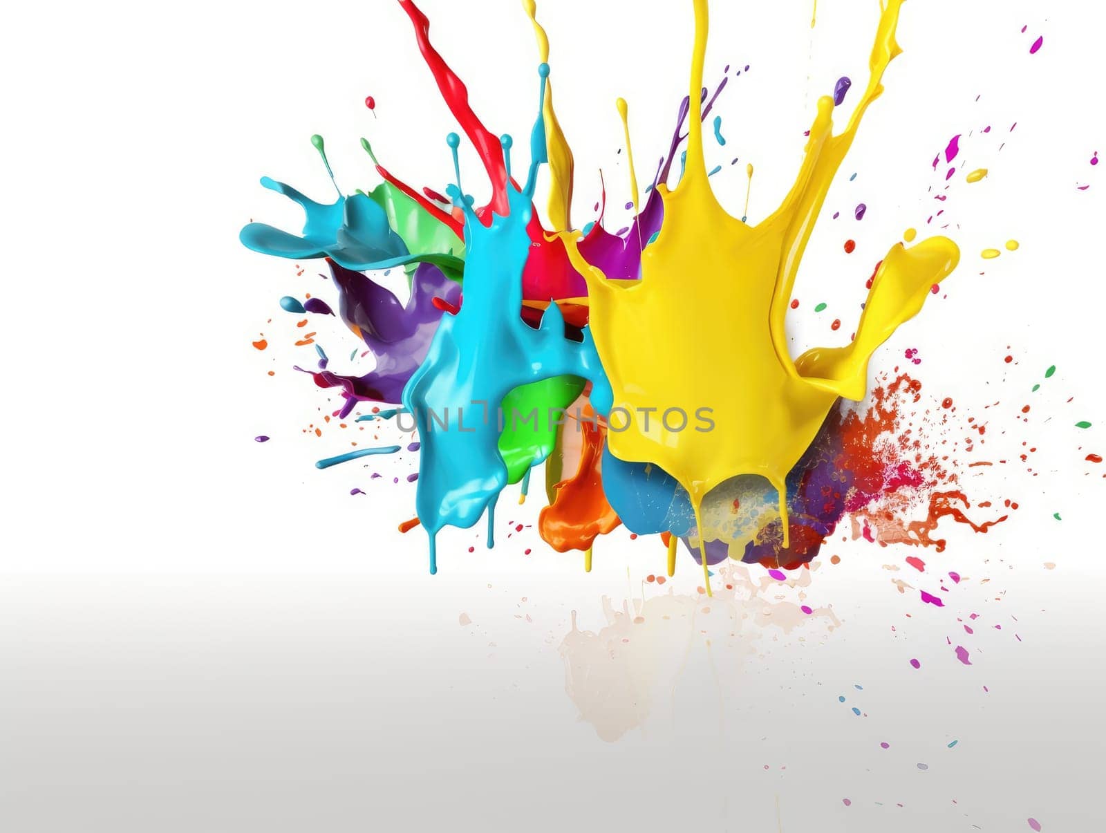 Colorful paint splash on isolated white background. Generative AI.