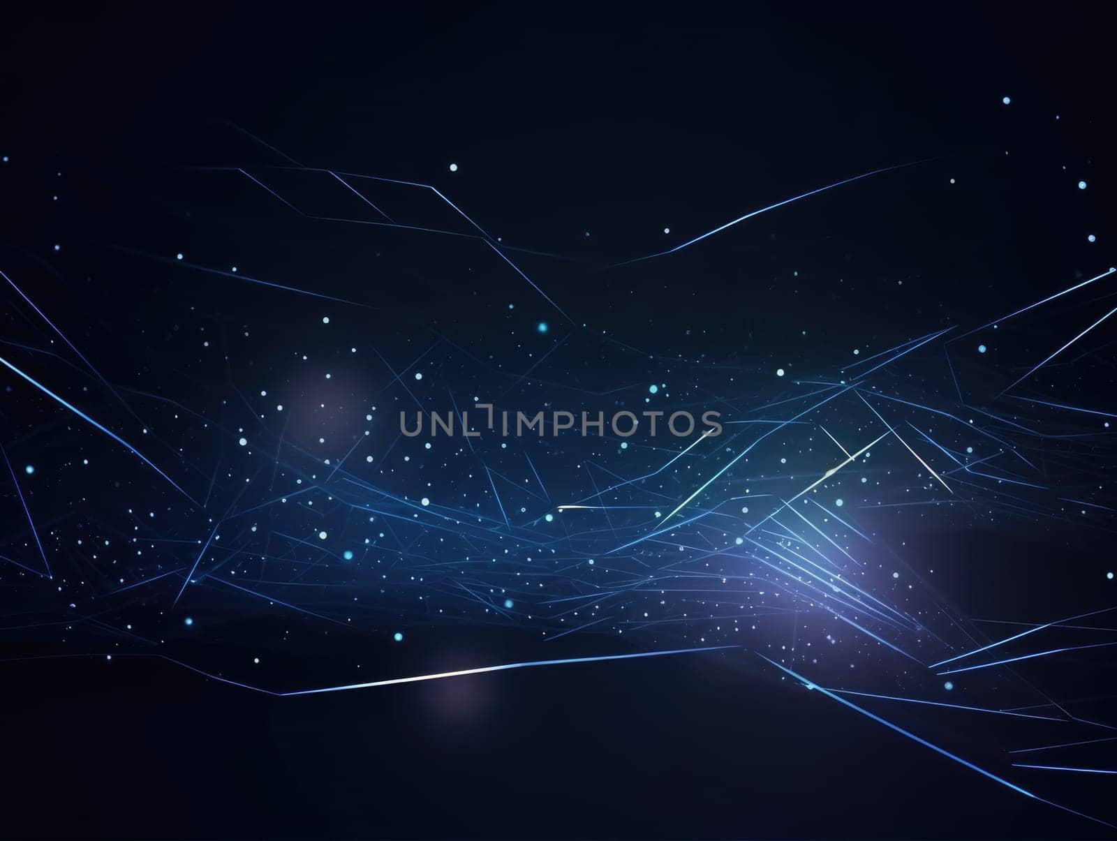 Blue particles wave background. Abstract dynamic mesh. Big data technology. Generative AI.