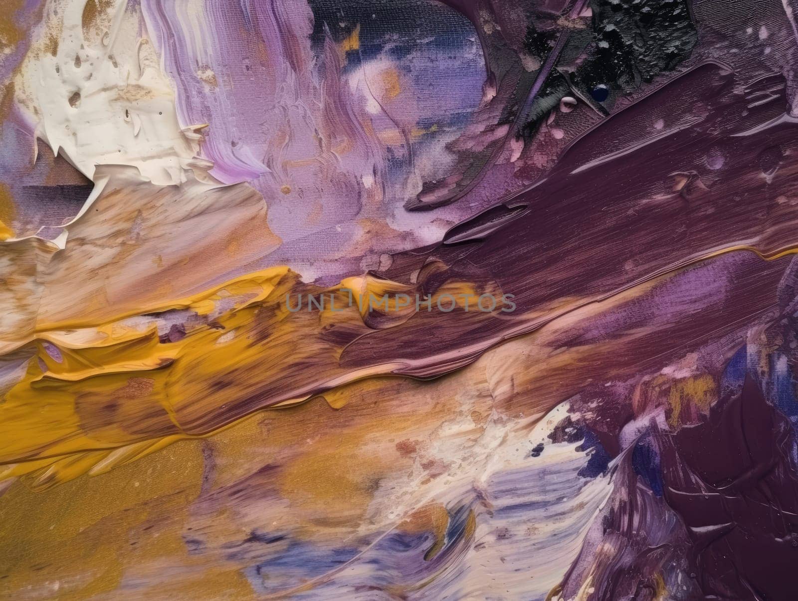 Abstract purple and yellow paint background. Acrylic texture background, Generative AI.
