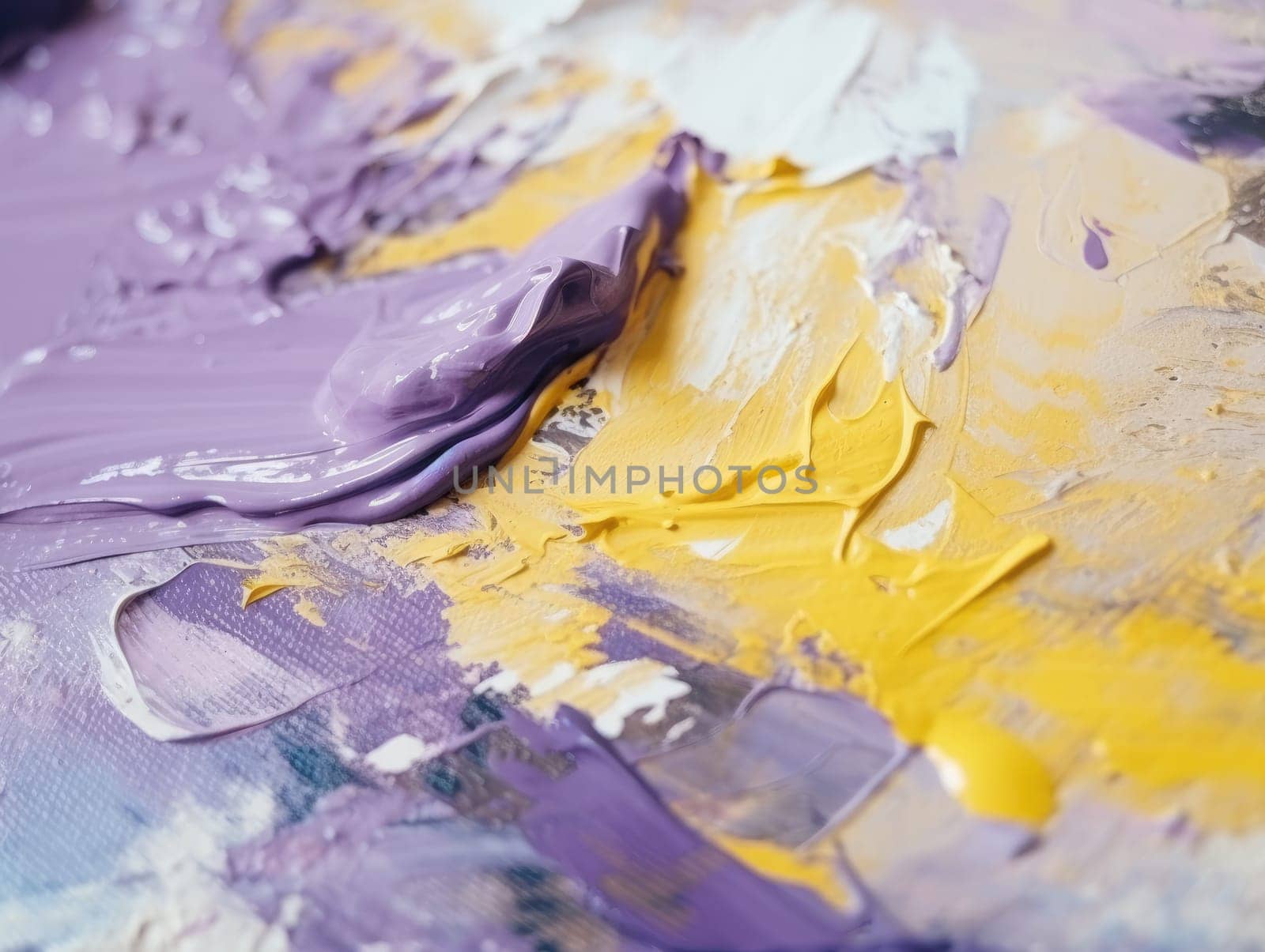 Abstract purple and yellow paint background. Acrylic texture background, Generative AI.