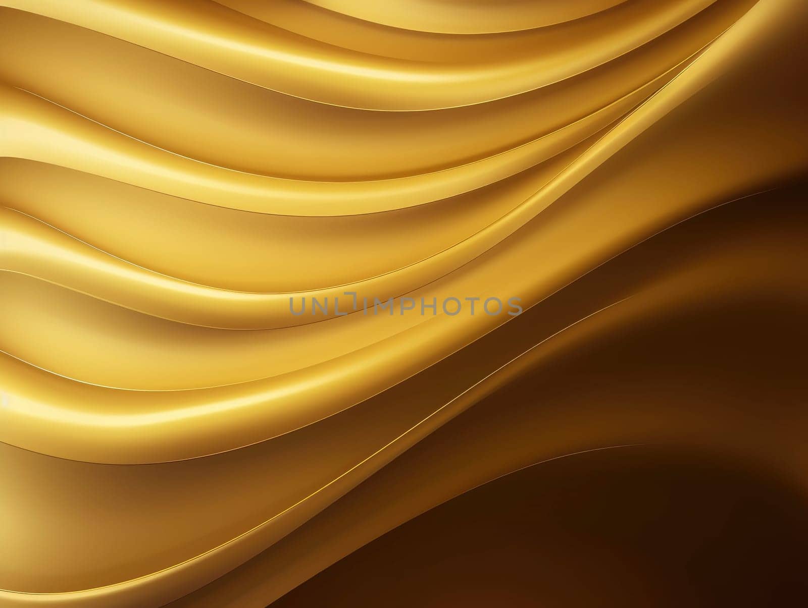 Gold satin wave background. Gold background. Gold texture. Generative AI.
