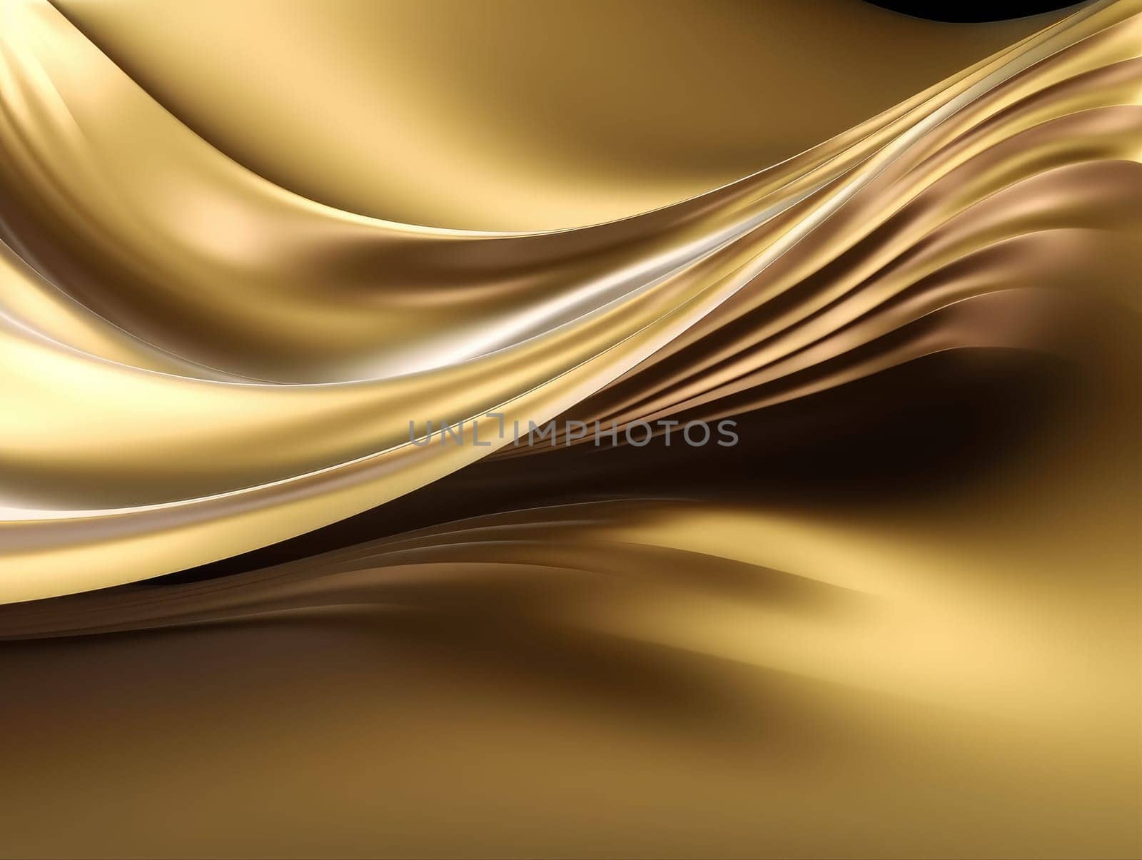 Gold satin wave background. Gold background. Gold texture. Generative AI.