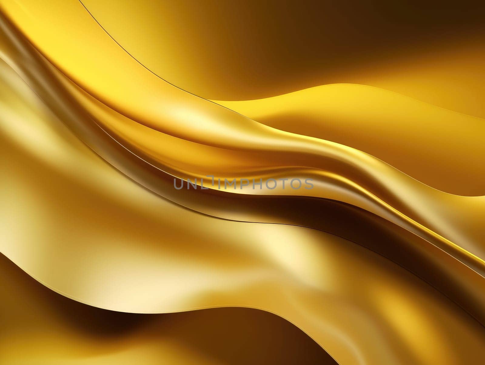 Gold satin wave background. Gold background. Gold texture. Generative AI.