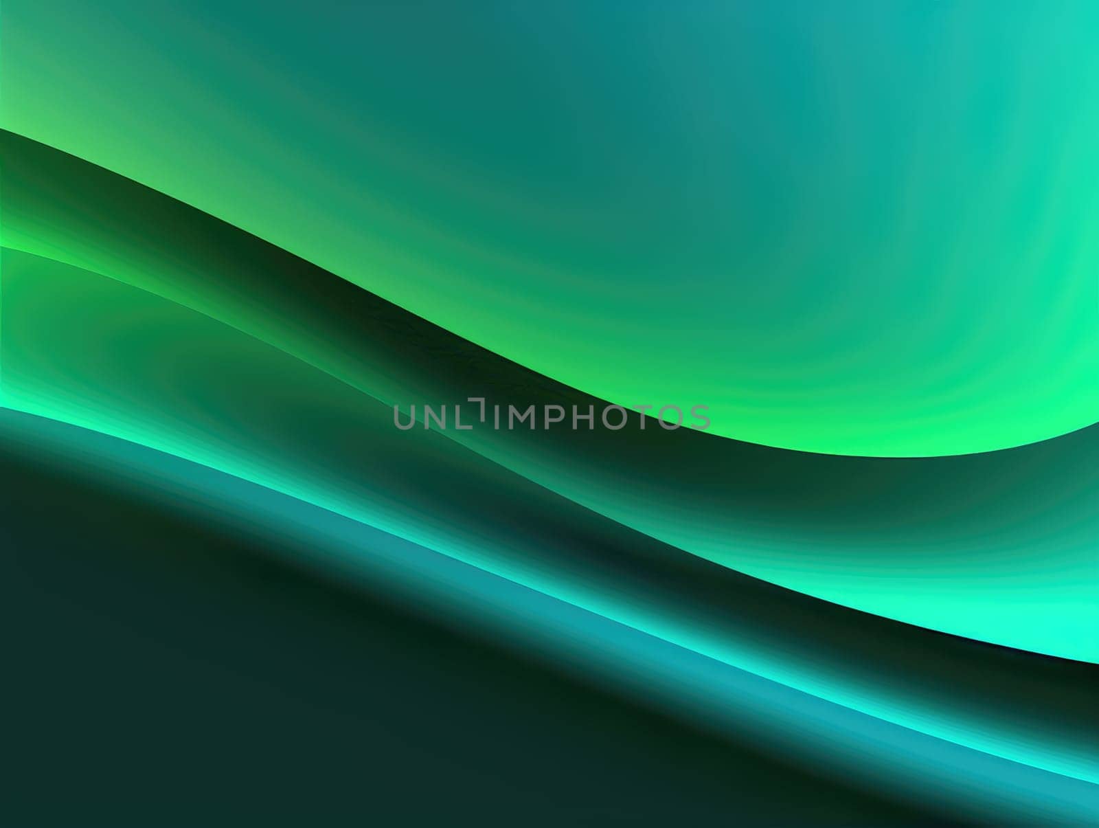 Green wave and line abstract background. Generative AI.