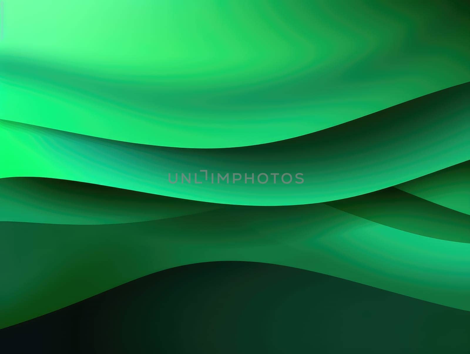 Green wave and line abstract background. Generative AI.