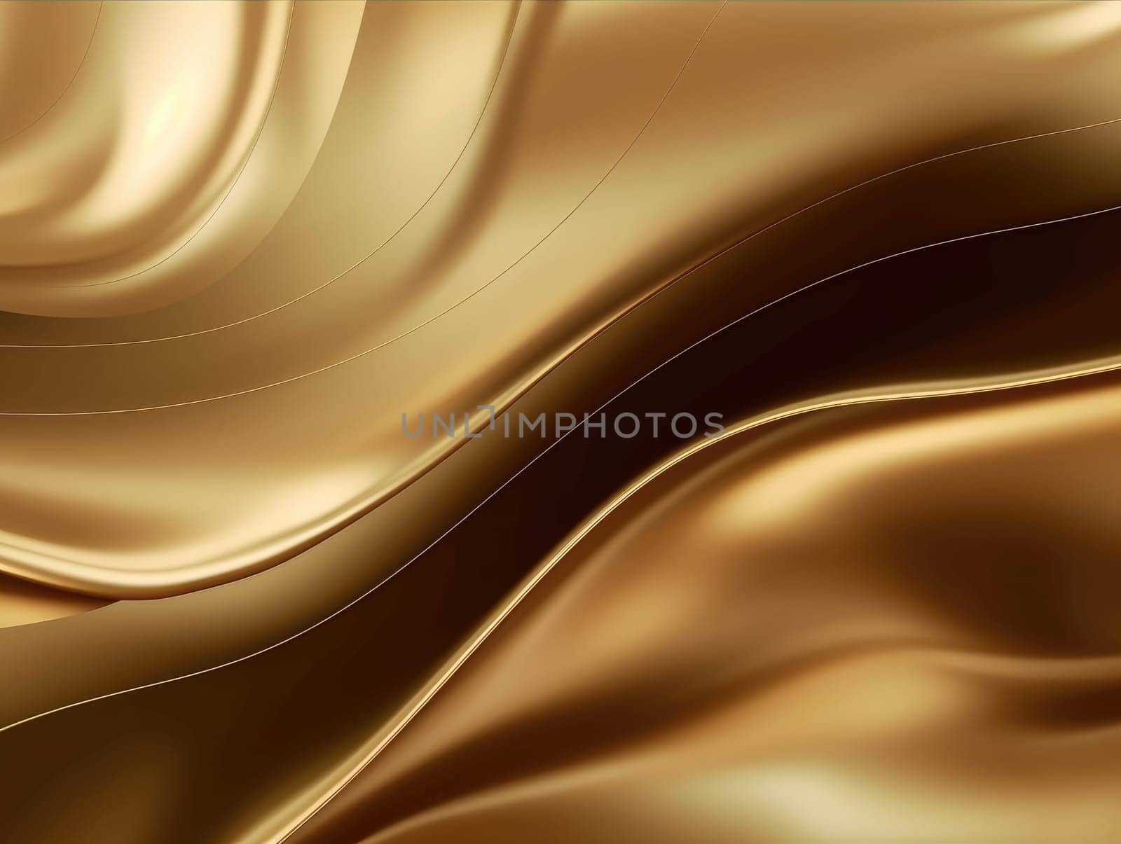 Gold satin wave background. Gold background. Gold texture. Generative AI.