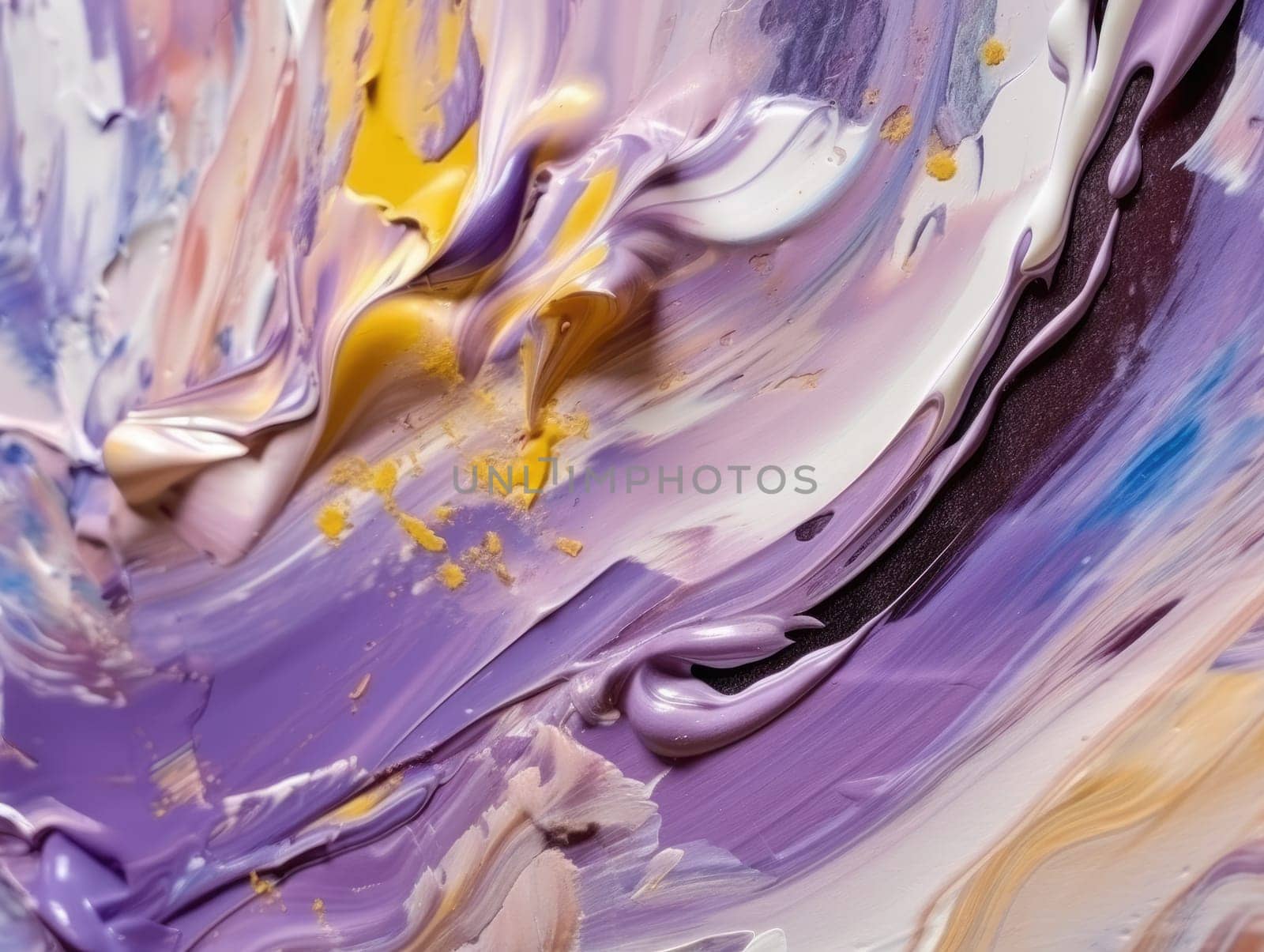 Abstract purple and yellow paint background. Acrylic texture background, Generative AI.