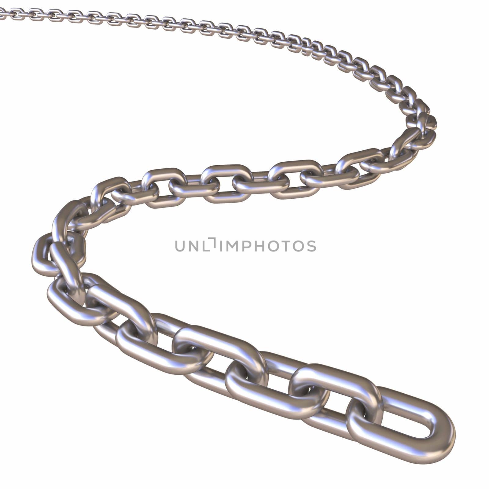 Metal chain 3D rendering illustration isolated on white background