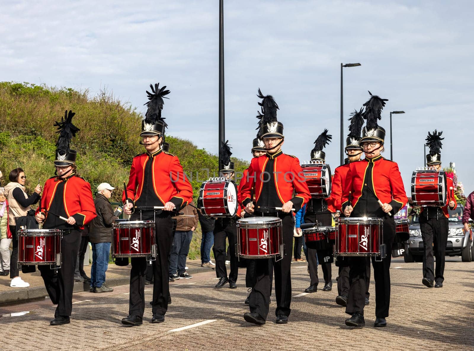 Noordwijk, Netherlands - April 22, 2023: The traditional flowers parade Bloemencorso from Noordwijk to Haarlem in the Netherlands.