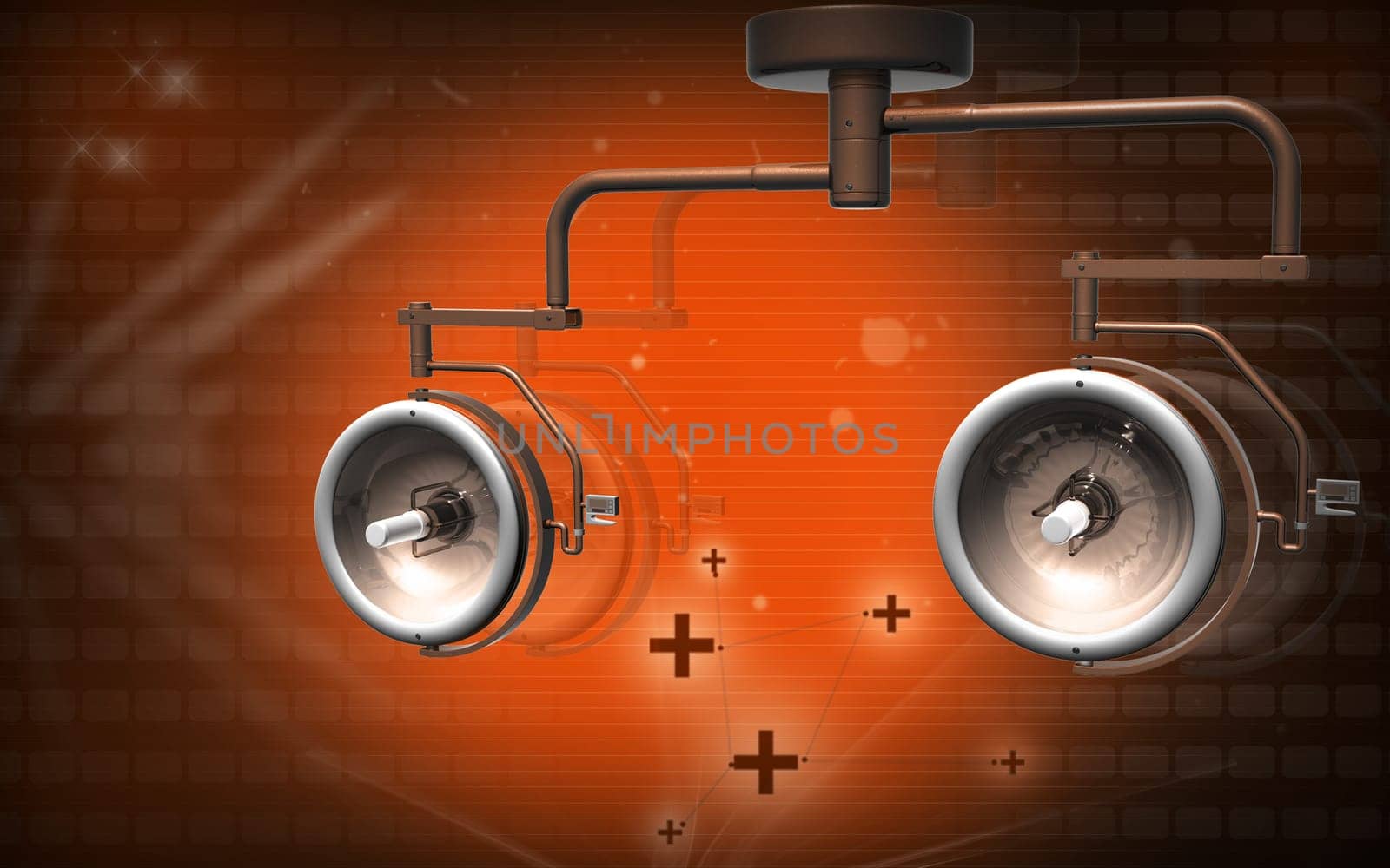 Digital illustration of shadow less lamp in colour background