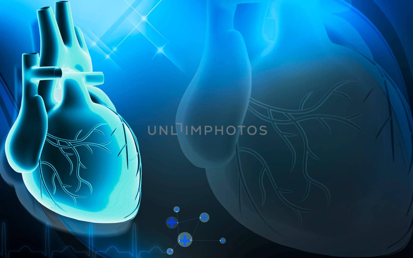 Digital illustration of heart in colour background