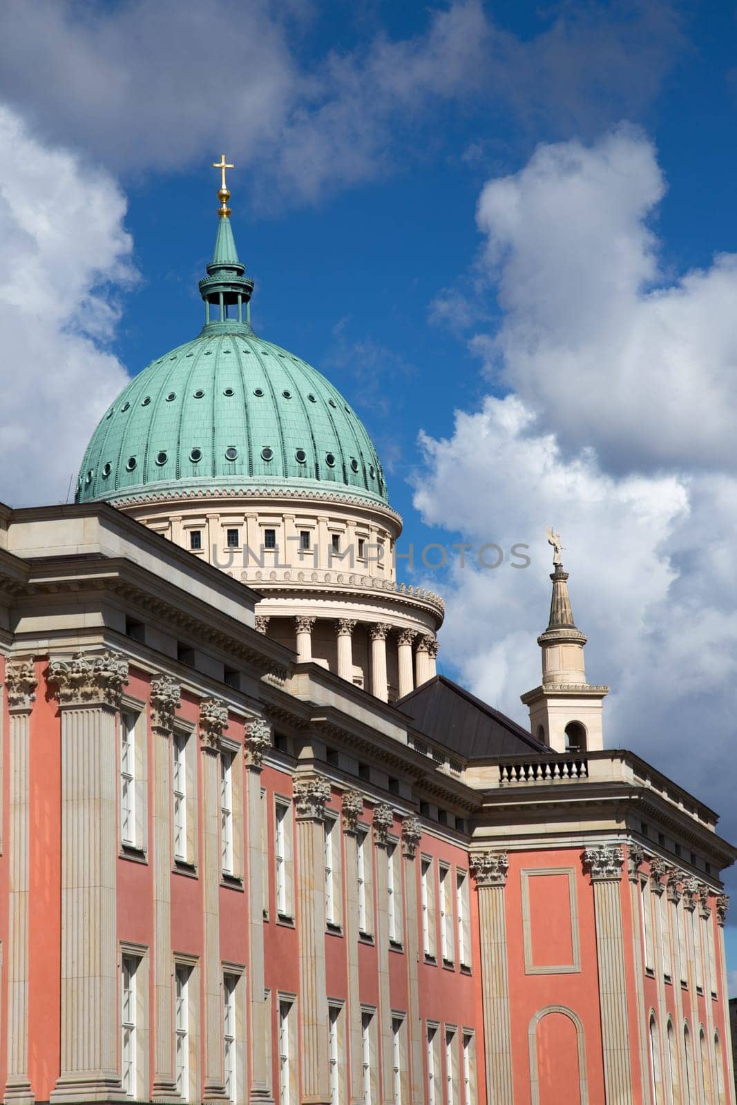 Dome of the Nikolaikirche in Potsdam above the new city castle