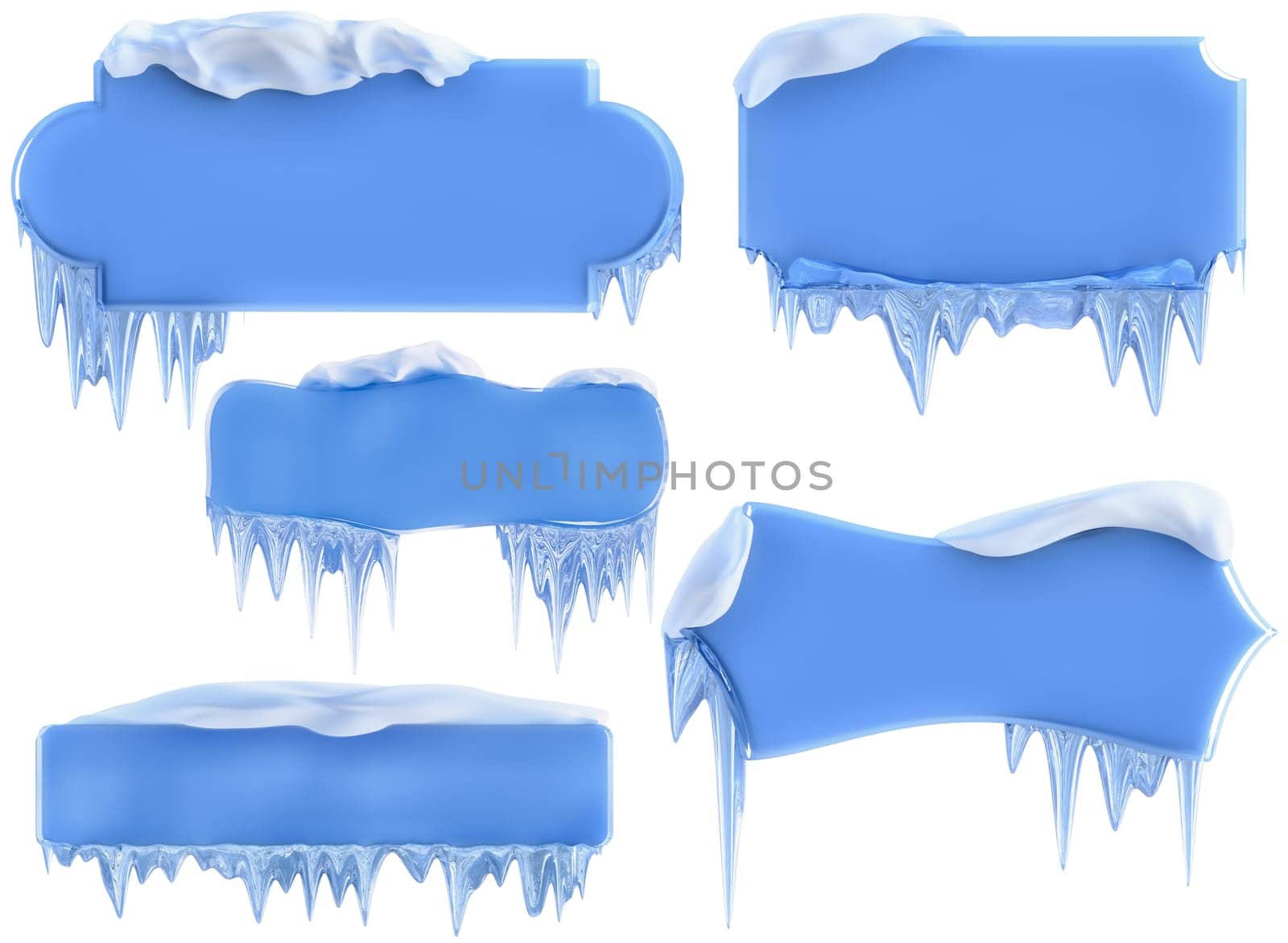 set of banners with snow and icicles, as a symbol winter holidays